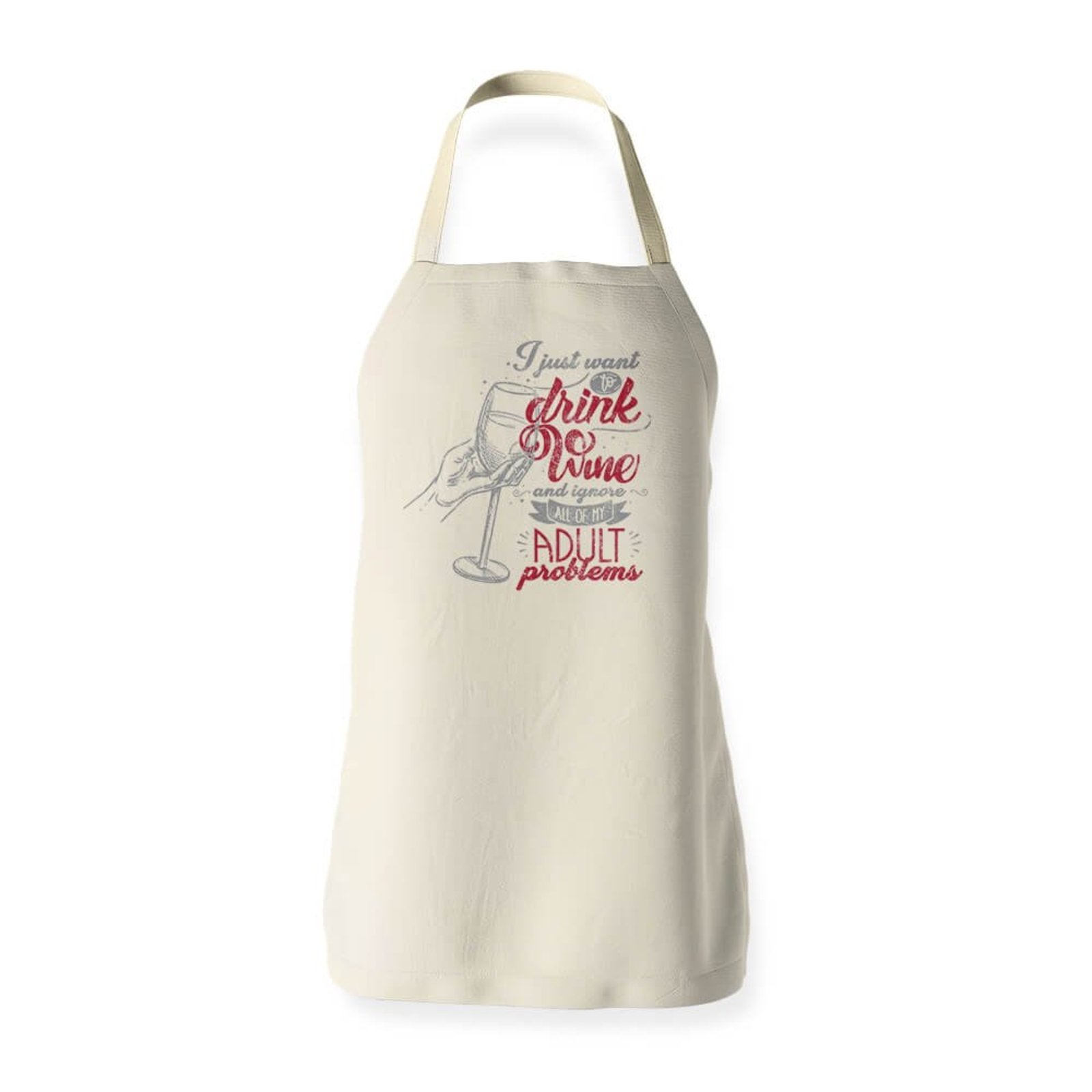 Avental Just Drink Wine - Bege - Casual - Studio Geek