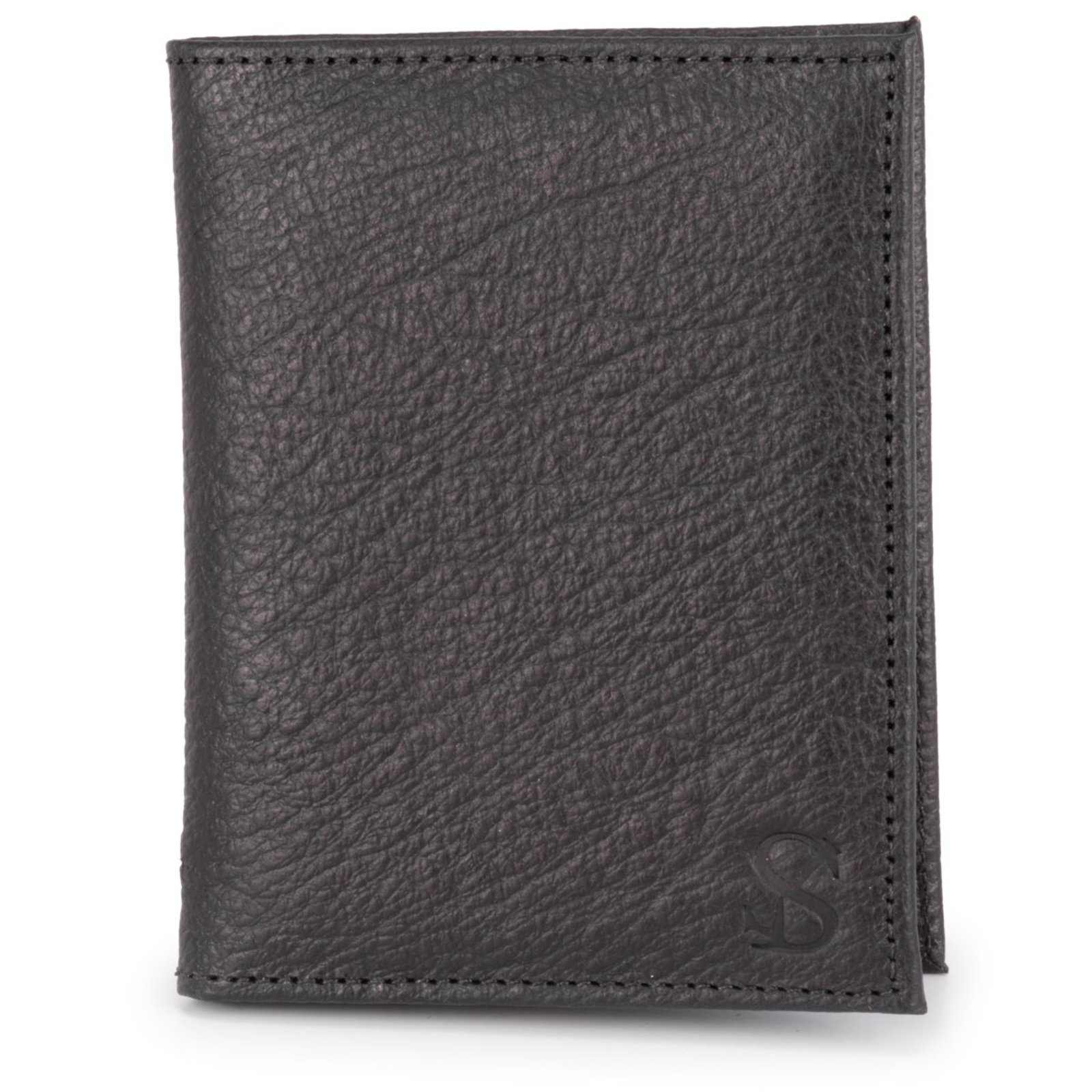 Carteira Masculina Slim Porta Cartão Casual Couro Legítimo ello griff Preto