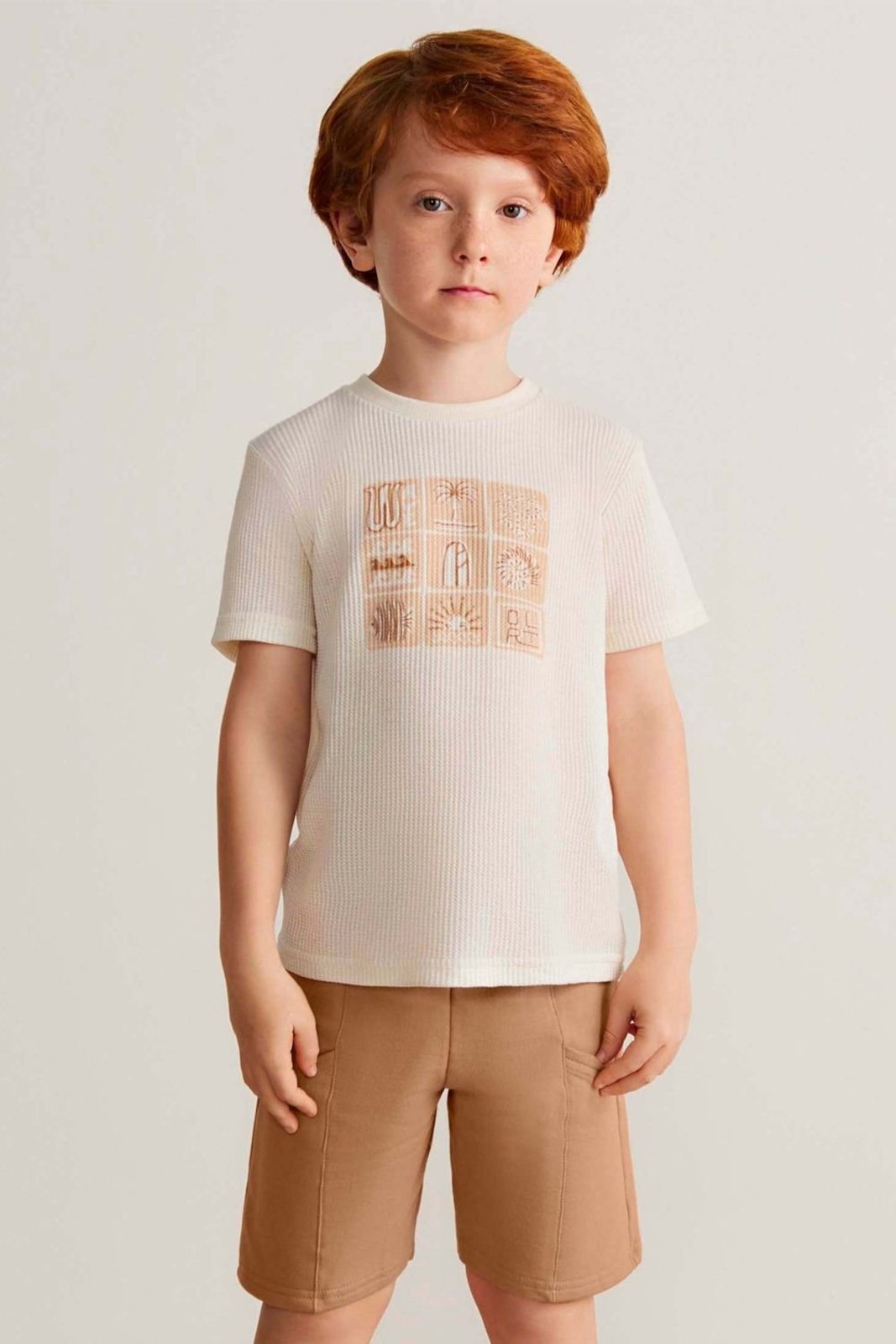 Infantil - Conjunto Menino Textura Praia Colorittá Bege