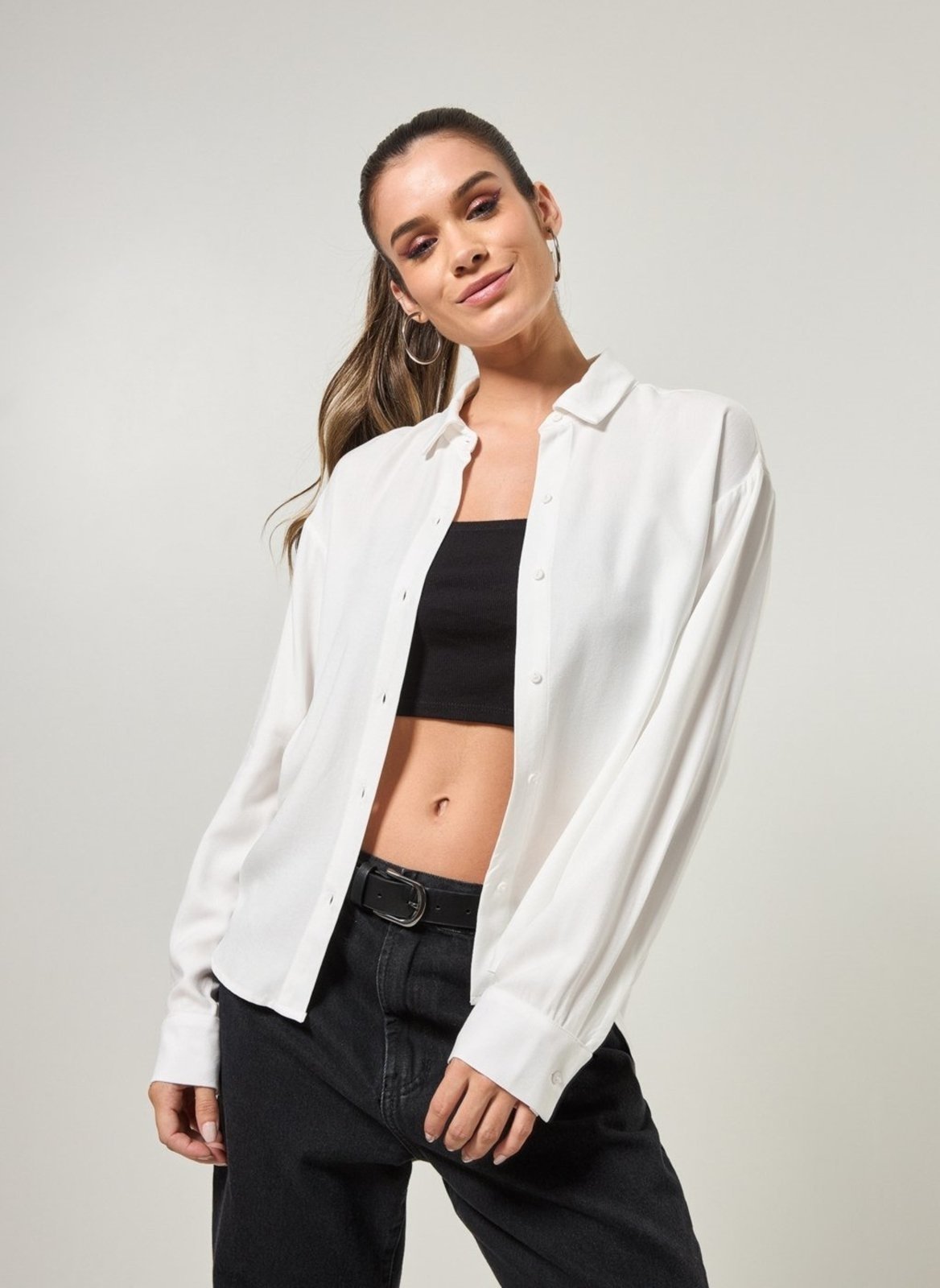 Camisa Oversized De Manga Longa