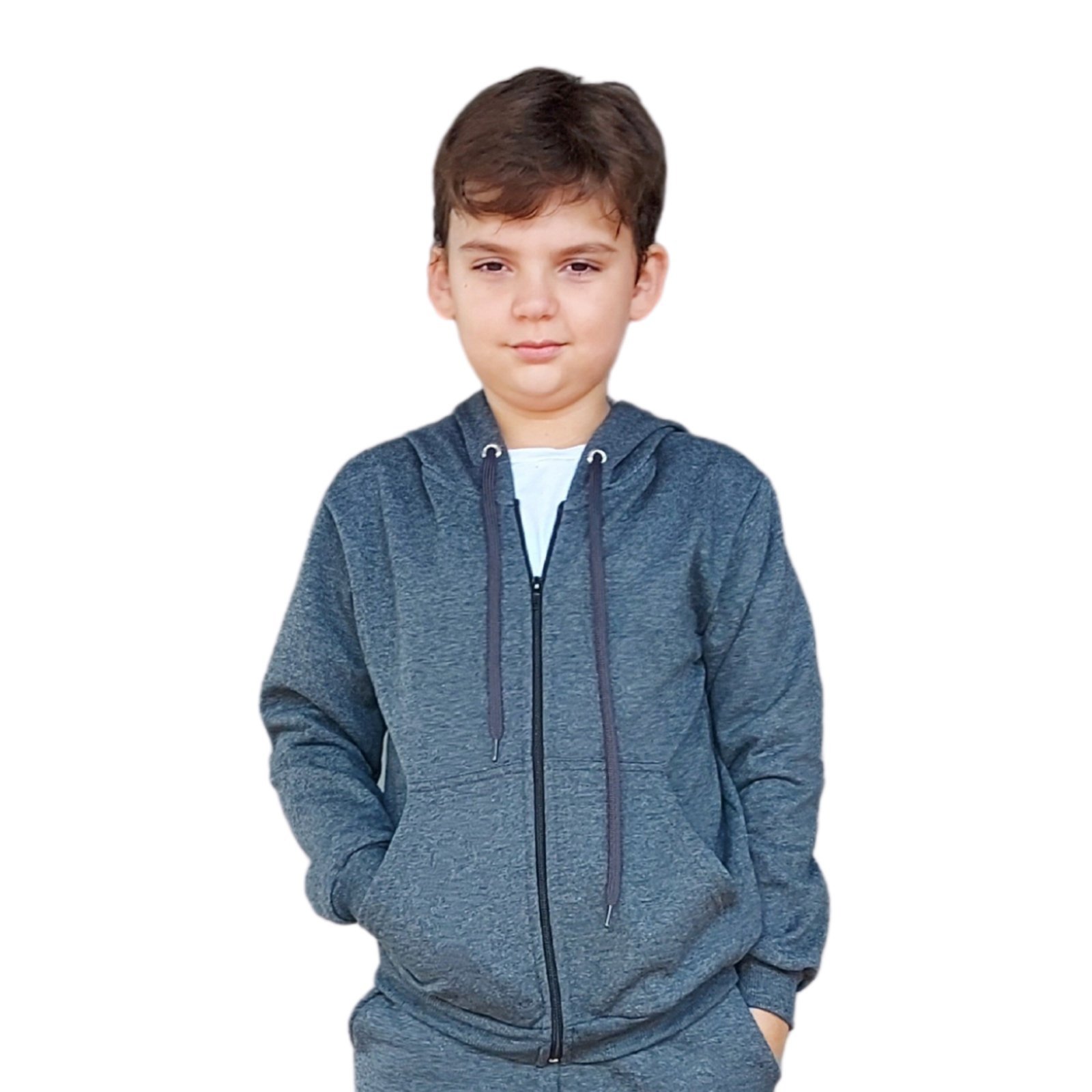 Infantil - Blusa Moletom Com Zíper e Capuz Jaqueta Juvenil Grafite Aliarthe