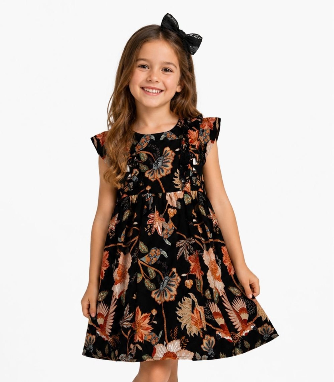 Infantil - Vestido Feminino Estampado Trick Nick Preto