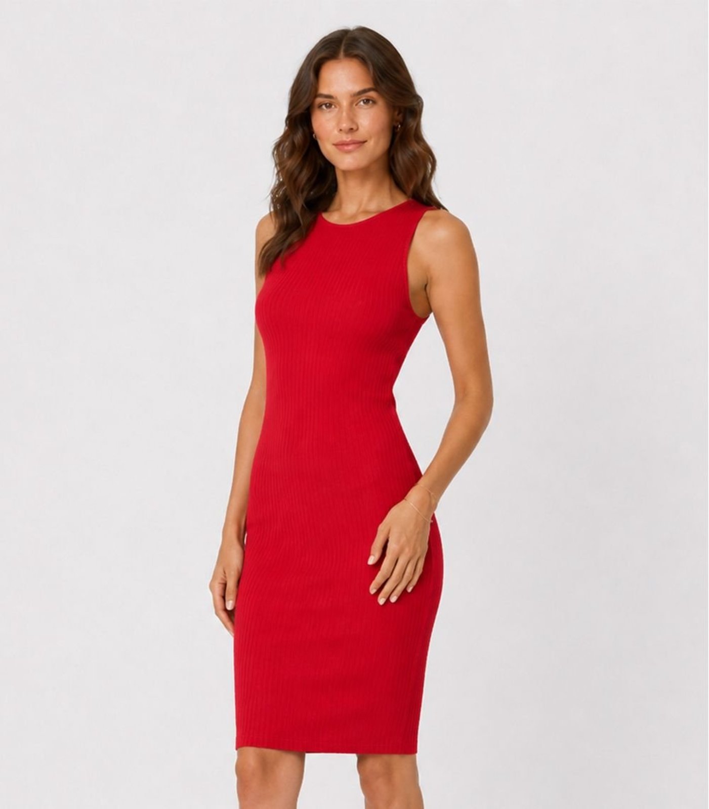 Vestido Curto Ribana Canelada Infinita Cor Vermelho