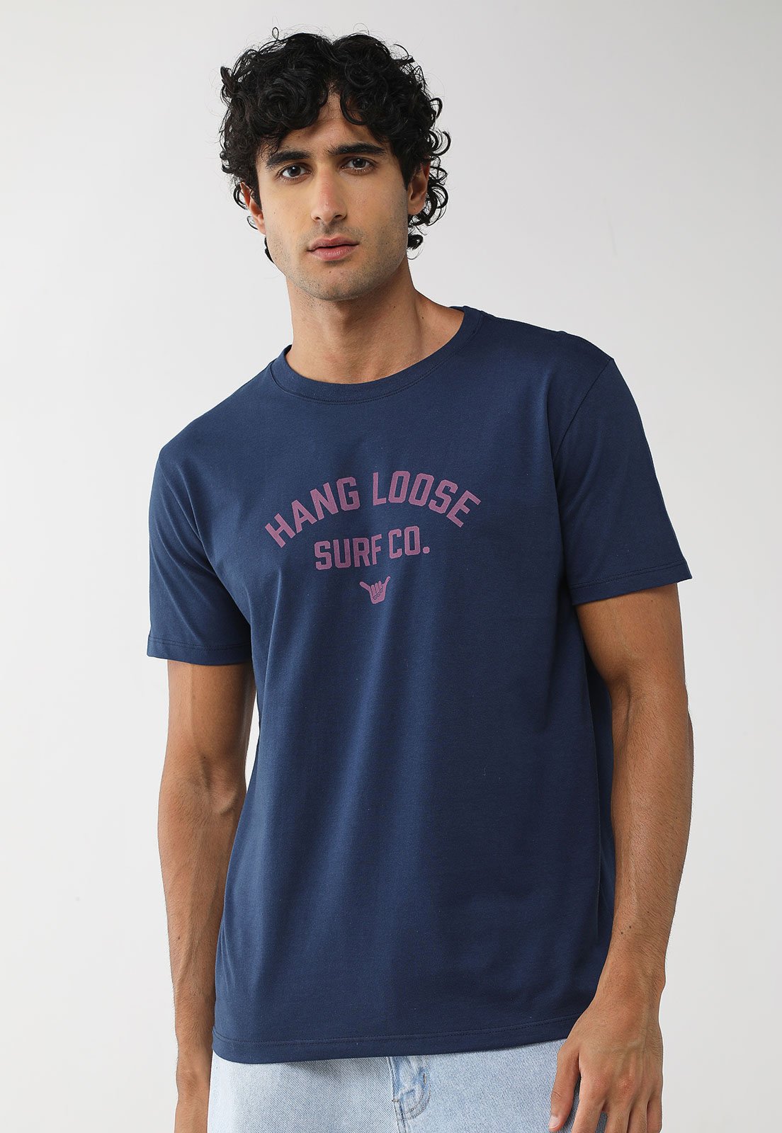Camiseta Masculina Hang Loose Silk MC Leaflogo Azul Marinho