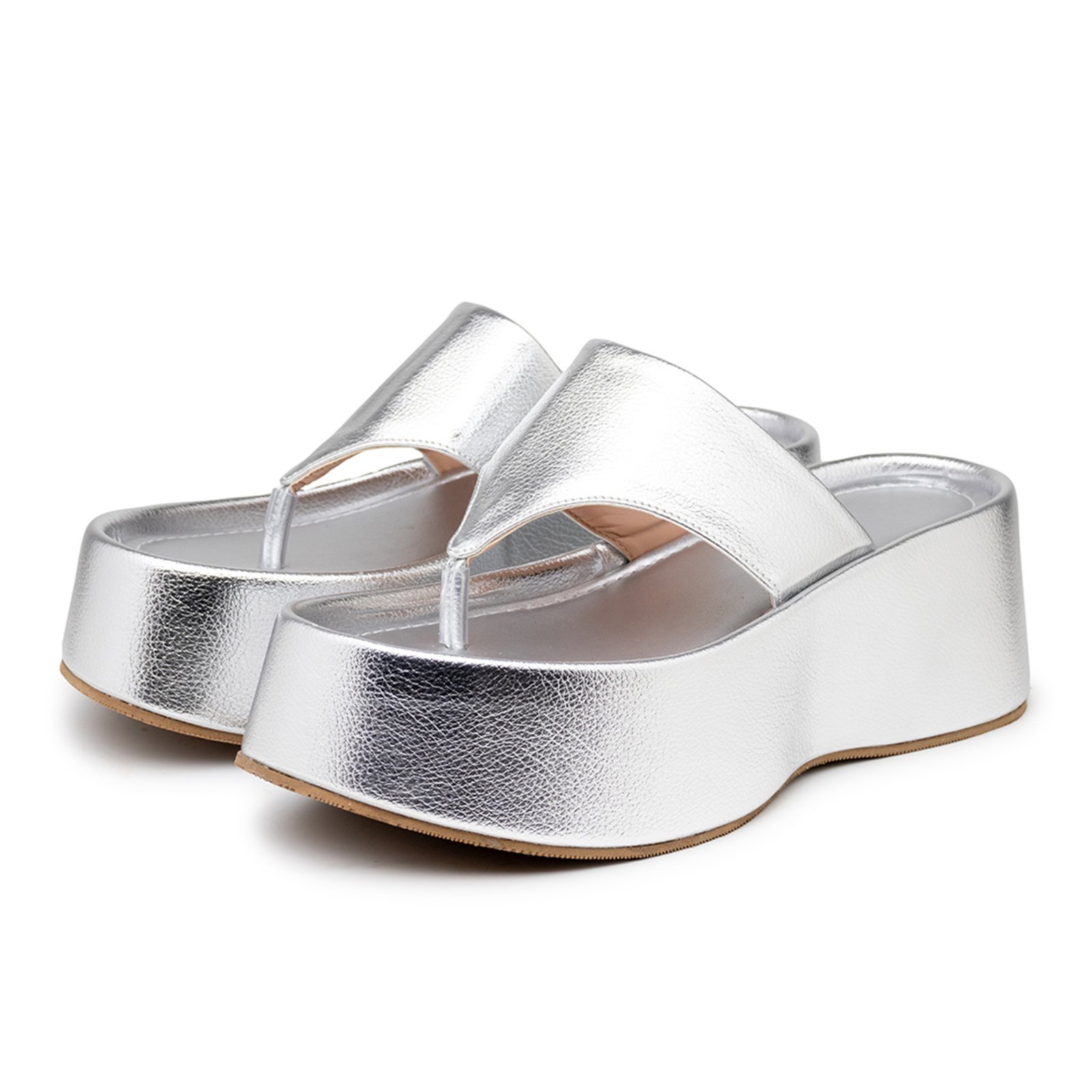 Sandália Feminina Tamanco Plataforma 5100 Floter Prata