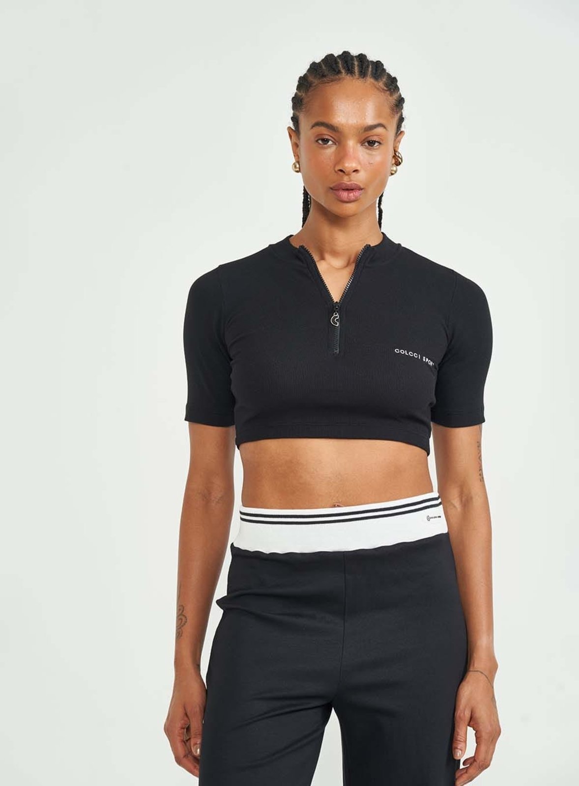 Blusa Colcci Cropped Preta com Ziper