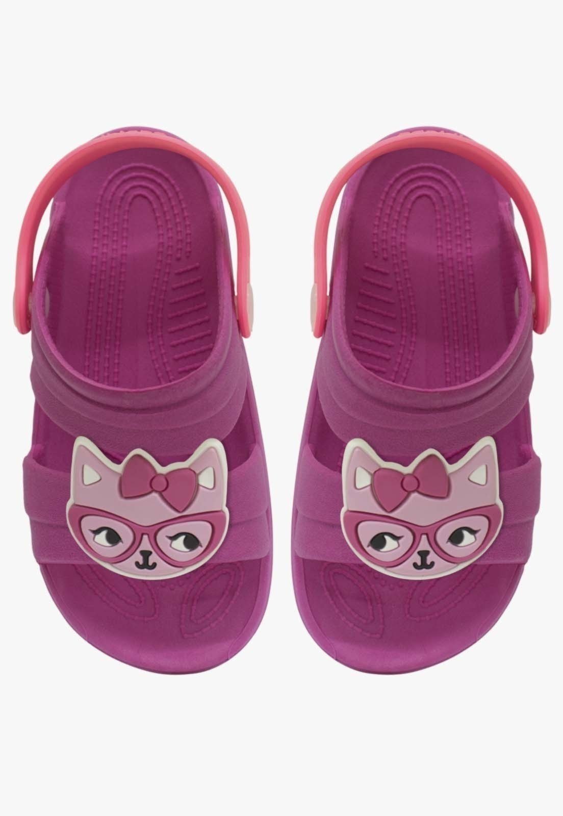 Vista 3 Infantil - Sandalia Papete Feminino Pópidi Menina Babuche Gatinha Rosa Pink pink rosa Pópidí pink rosa