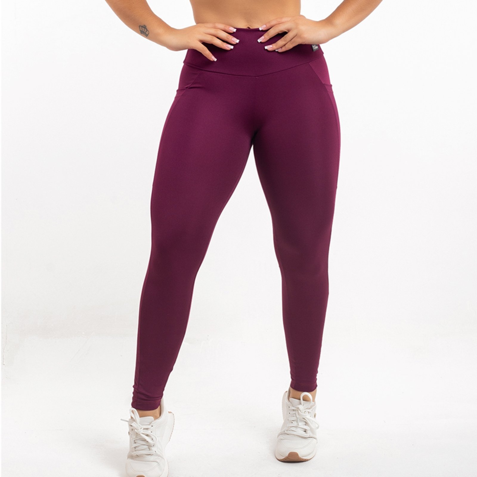 Calça Legging Cós Duplo Não Fica Transparente com Bolso Viére Vinho