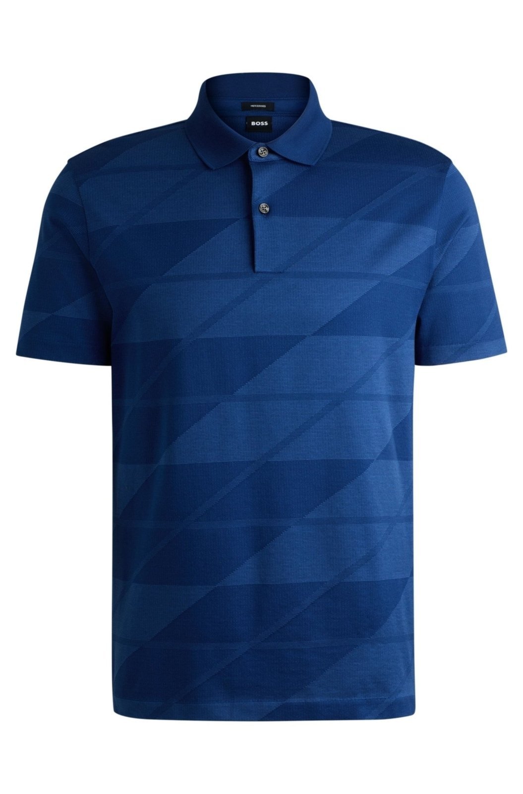 Polo De Algodão Mercerizado Com Jacquard Azul - P-S