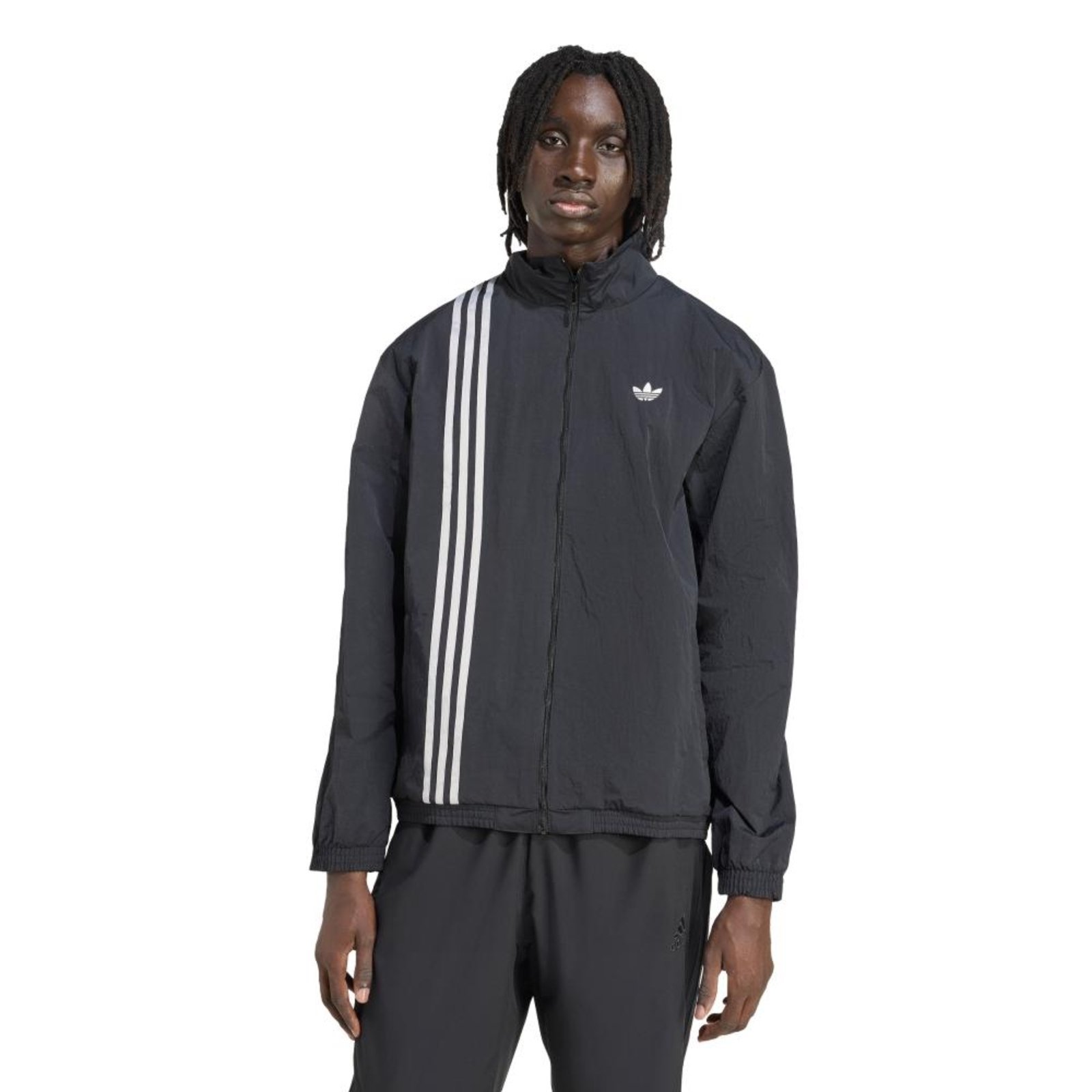 Jaqueta de trilha de tecido com listras frontais Firebird adidas Originals Preto