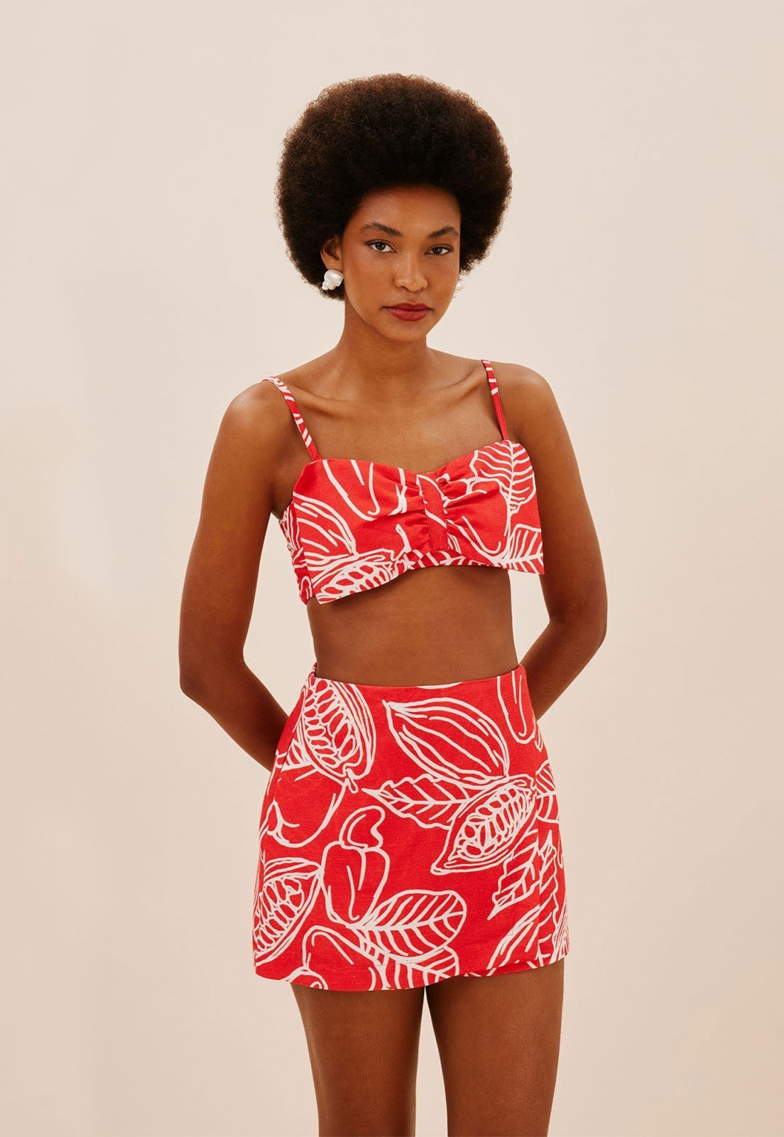 Short Saia CaCay c Ziper Estampado Frutos da Terra