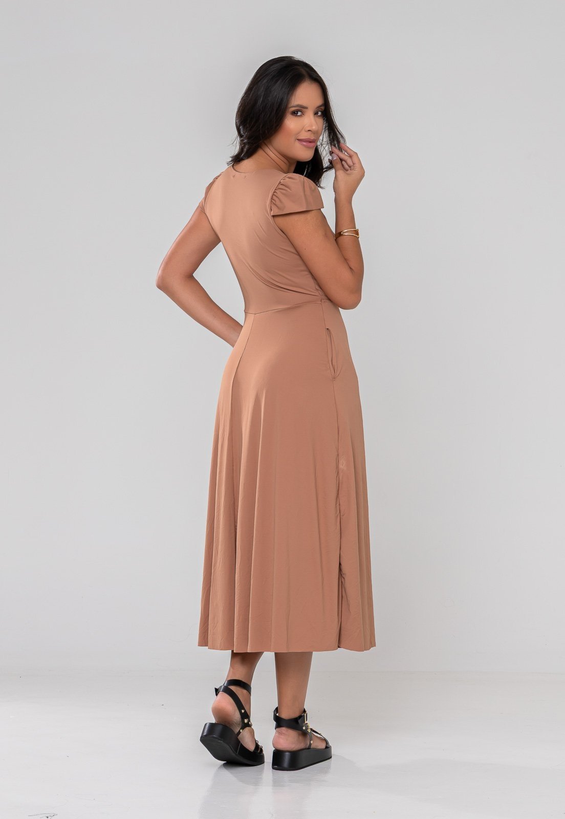 Vista 3 Vestido Aura Brenda Suplex Bolso marrom Aura marrom