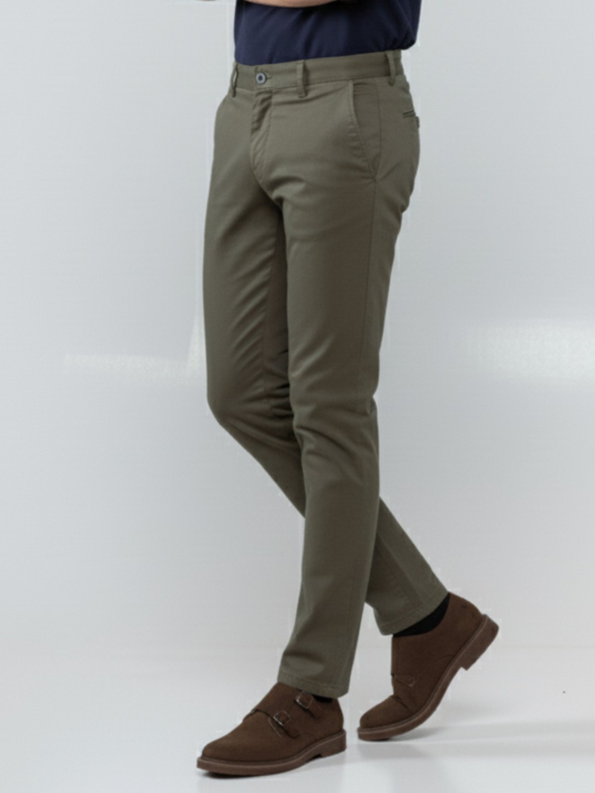 Calça Sarja Masculina Tempo Hábil Verde Militar Confortável para o Dia a Dia