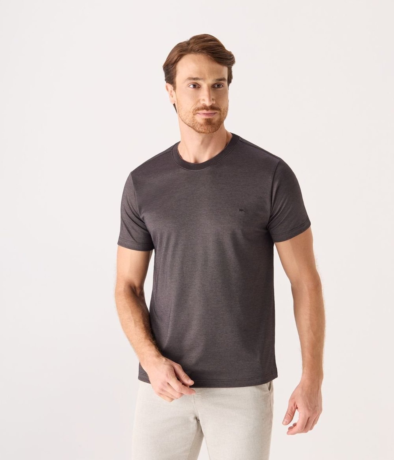 Camiseta Makenji Gola Careca Com Bordado Surton Masculina Marrom