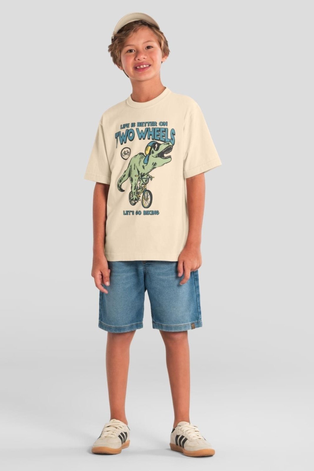 Infantil - Camiseta menino de dinossauro em malha Brandili