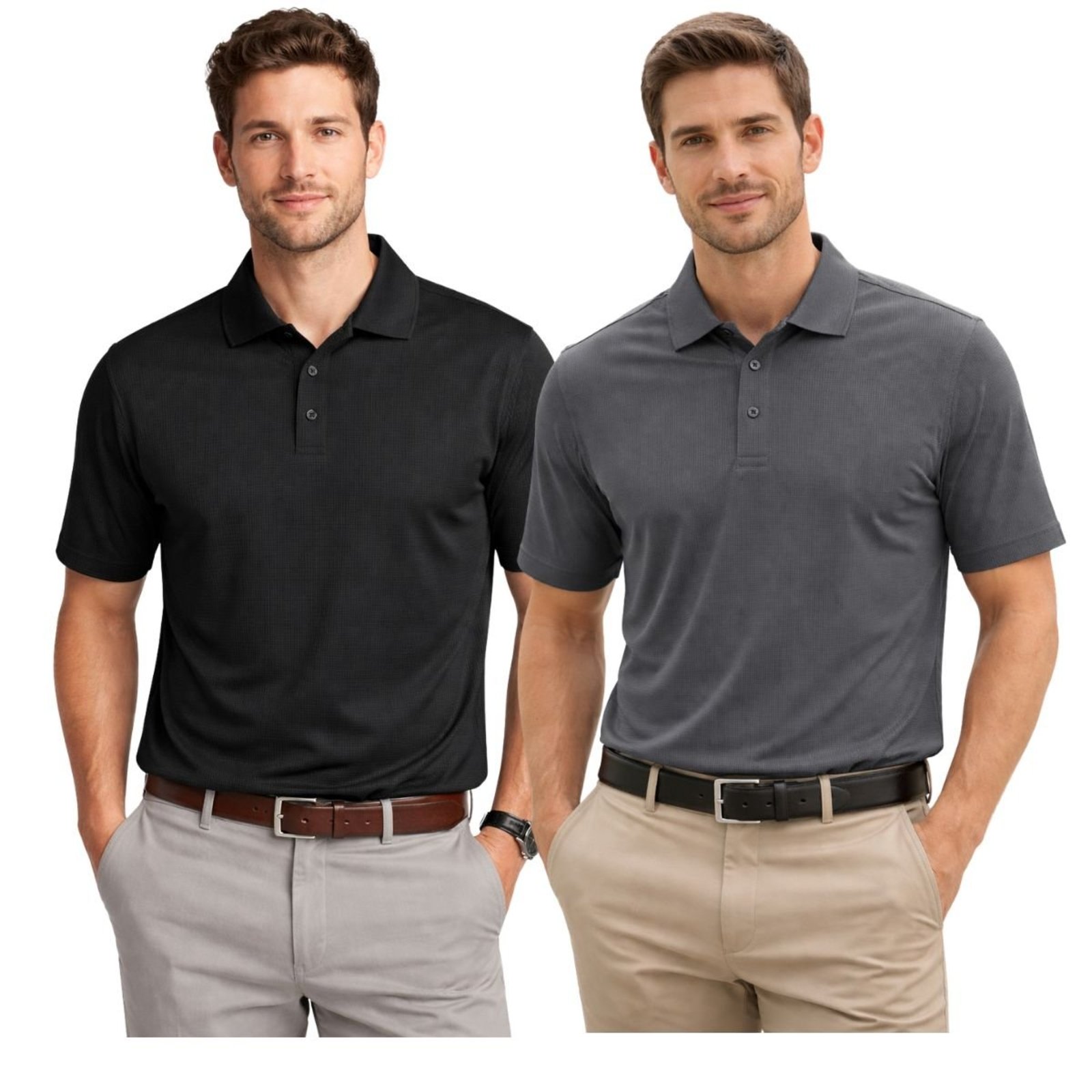 Kit 2 Camisas Polo Masculina Poliamida Premium Preto e Chumbo