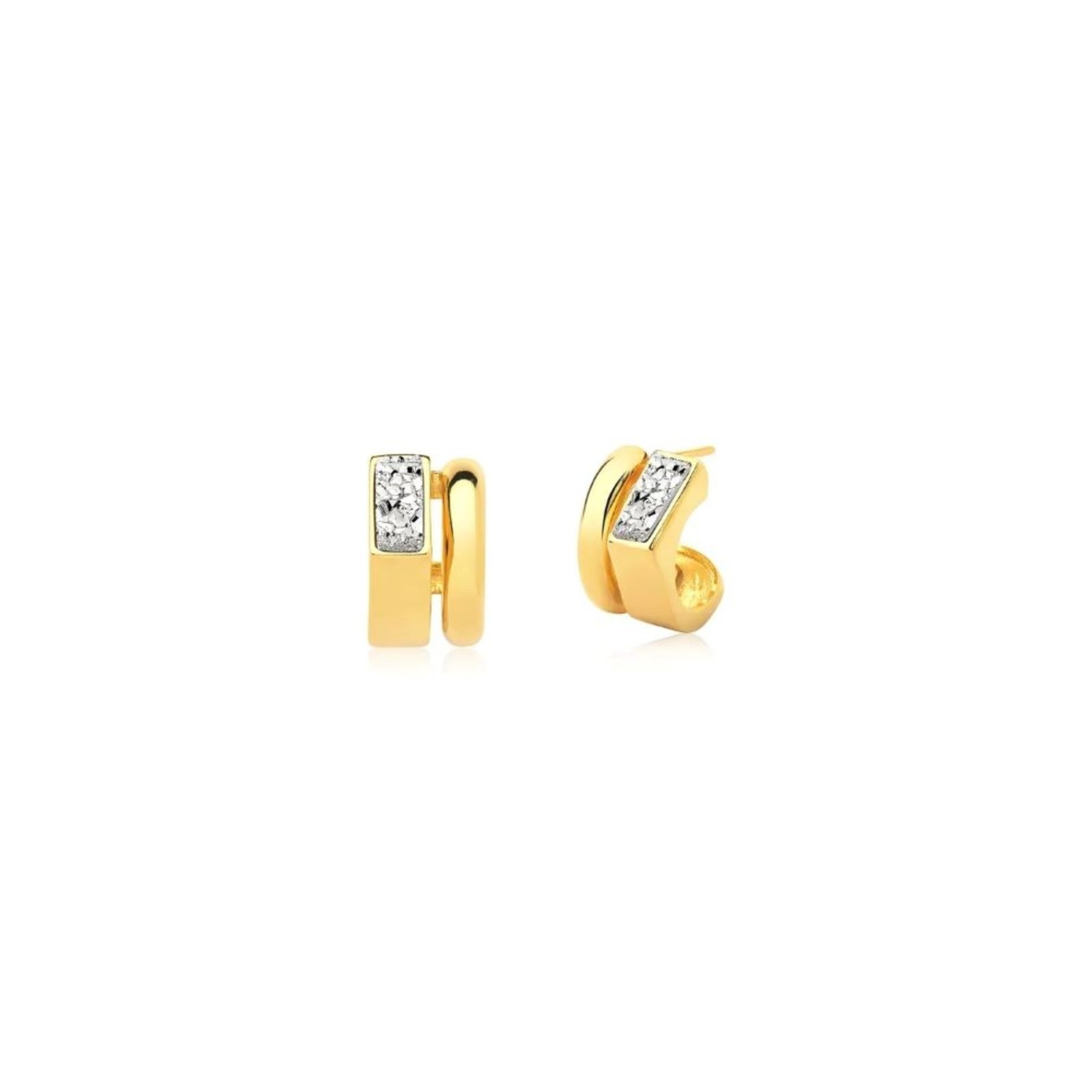 Infantil – Brinco Conect com Pedra Natural Drusa Banhado a Ouro 18k Semijoia Ania Store