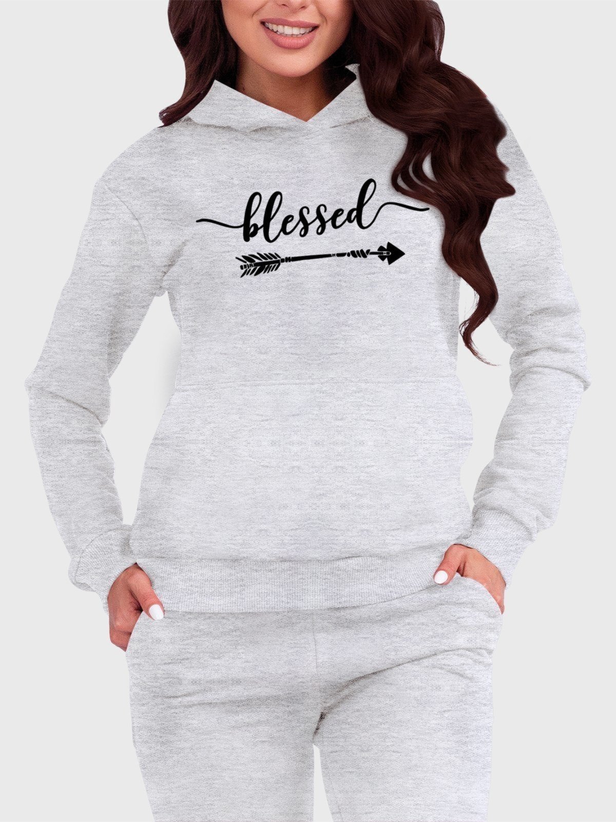 Vista 2 Blusa de Frio Moletom Flanelado Benellys Blessed Canguru Claro cinza Benellys cinza