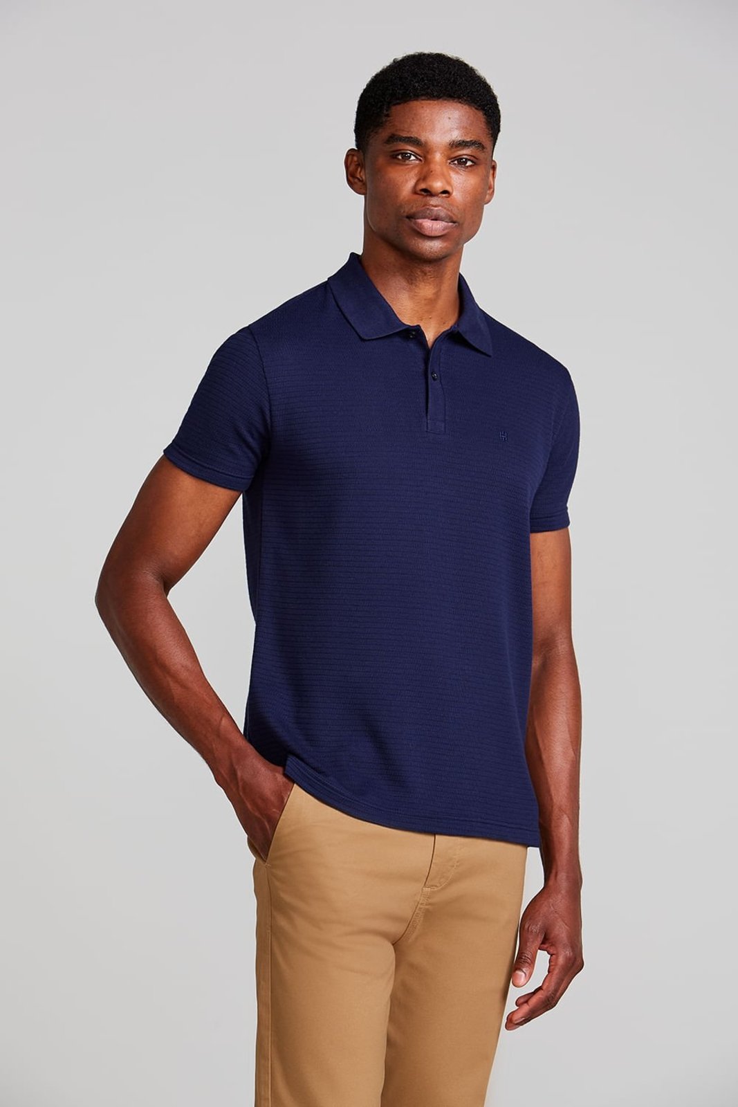 HIGHSTIL Camisa Polo Texturizada Slim Fit - Azul Marinho