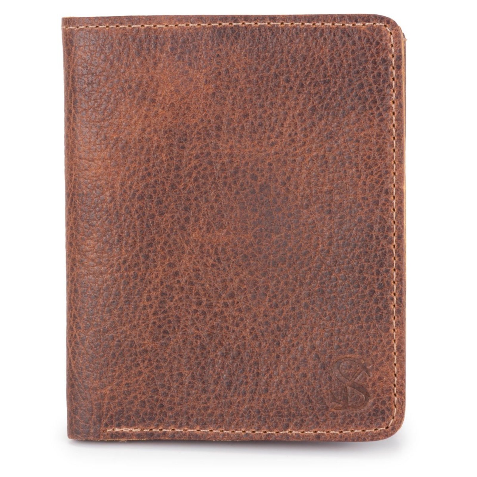 Carteira Masculina Porta Cartão Slim Vertical Couro Legítimo ello griff Marrom-claro