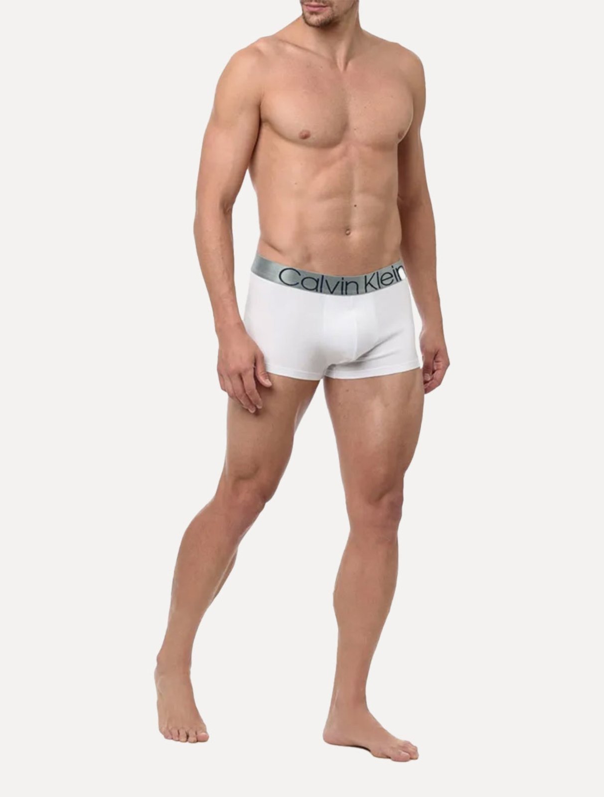 Vista 3 Cueca Calvin Klein Low Rise Trunk Cotton CK Icon Branca 1UN branco Calvin Klein branco