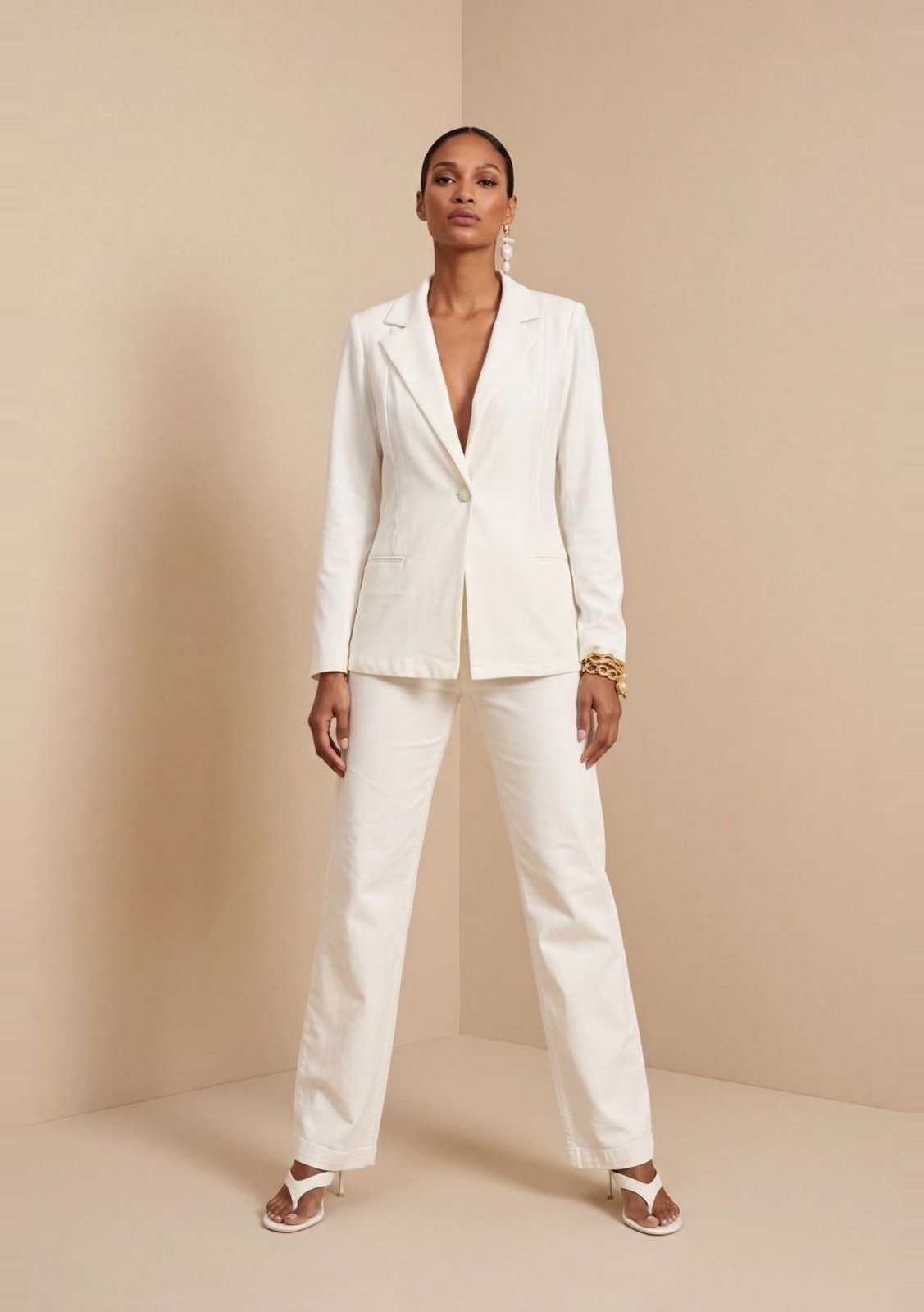 Blazer Ajustado Manga Longa Padrão - Off-white
