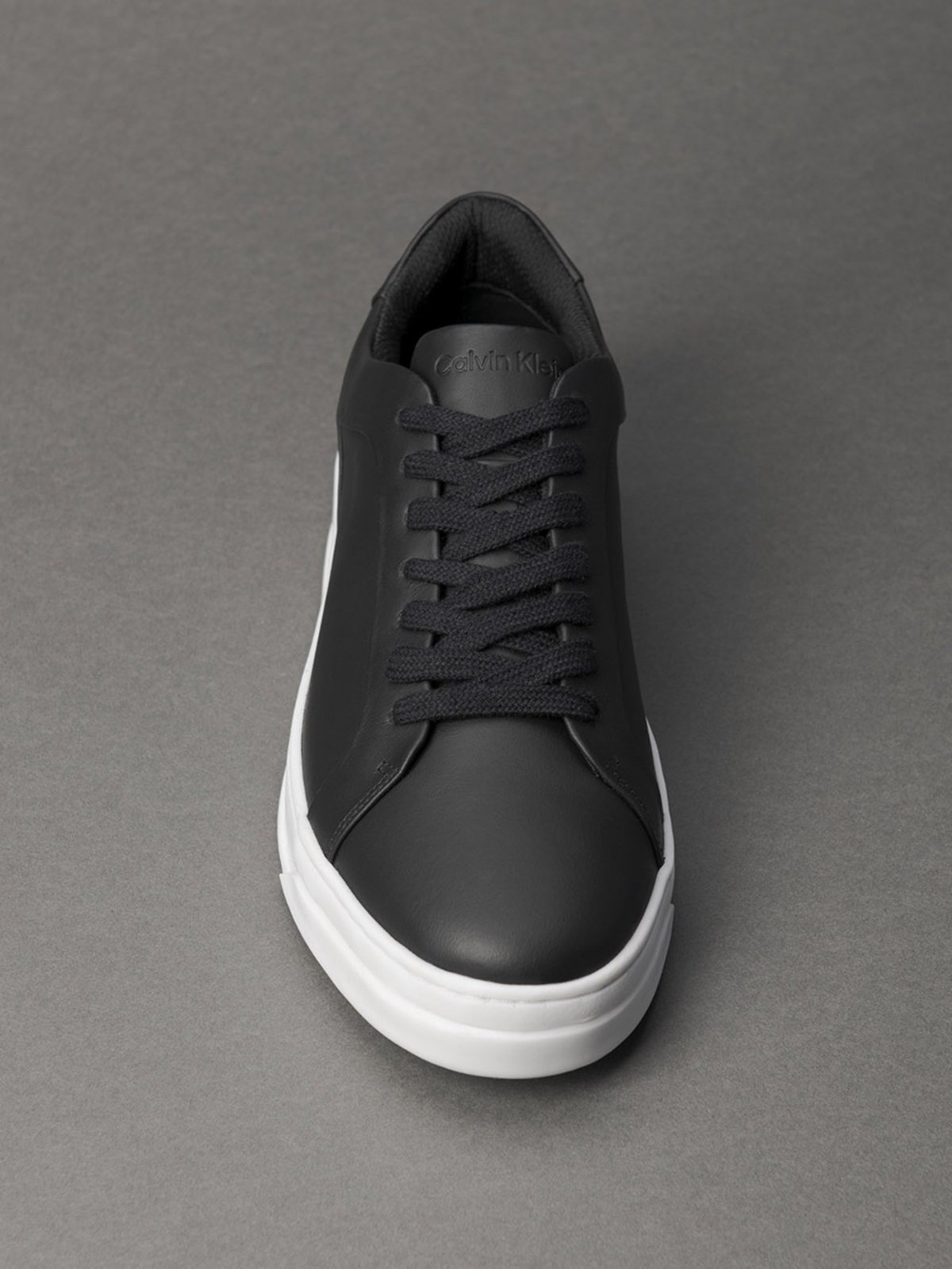 Tênis Masculino de Couro Cano Baixo Calvin Klein - Preto CKS Premium Label