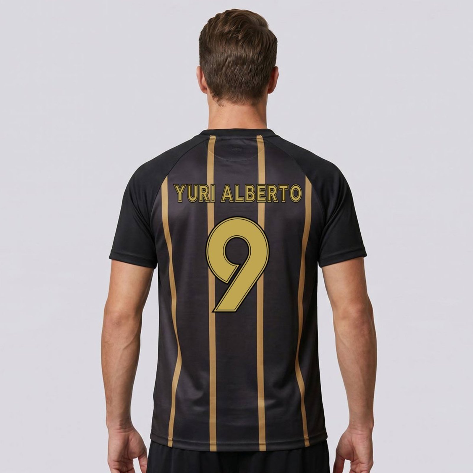 Camisa Corinthians Logo Preta e Dourada 9 Yuri Alberto