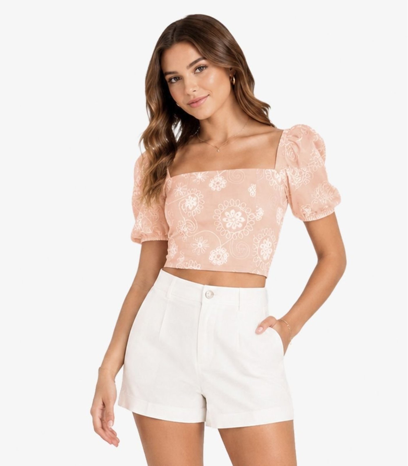 Infantil - Blusa Feminina Com Manga Bufante e Bordado Minty Rosa