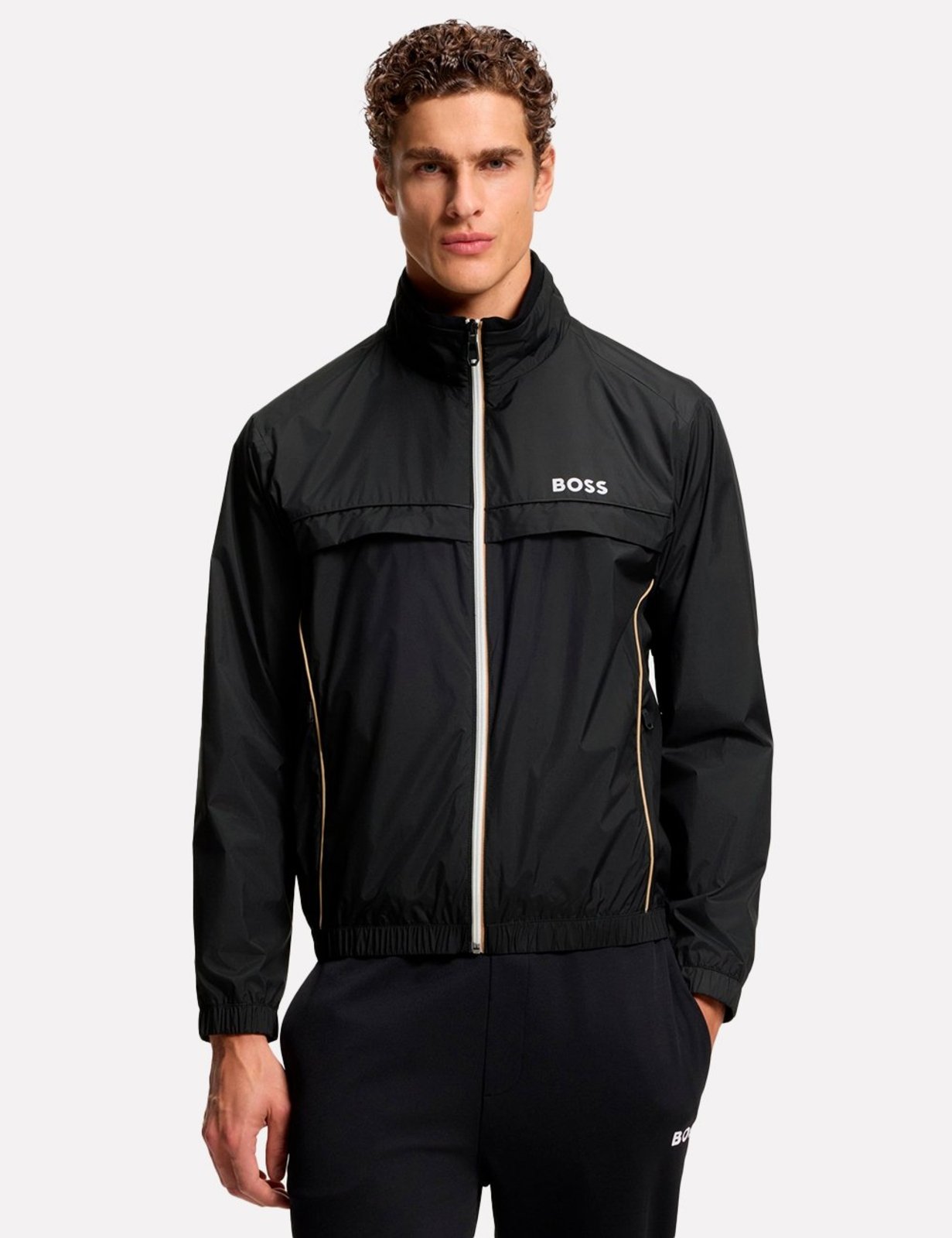 Jaqueta Hugo Boss Masculina Impermeável Regular OW_TOC Spin Preta