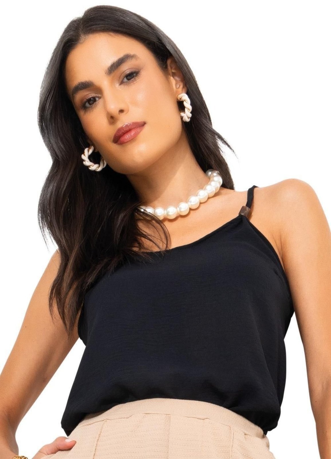 Blusa Crepe Plano Preto Quintess