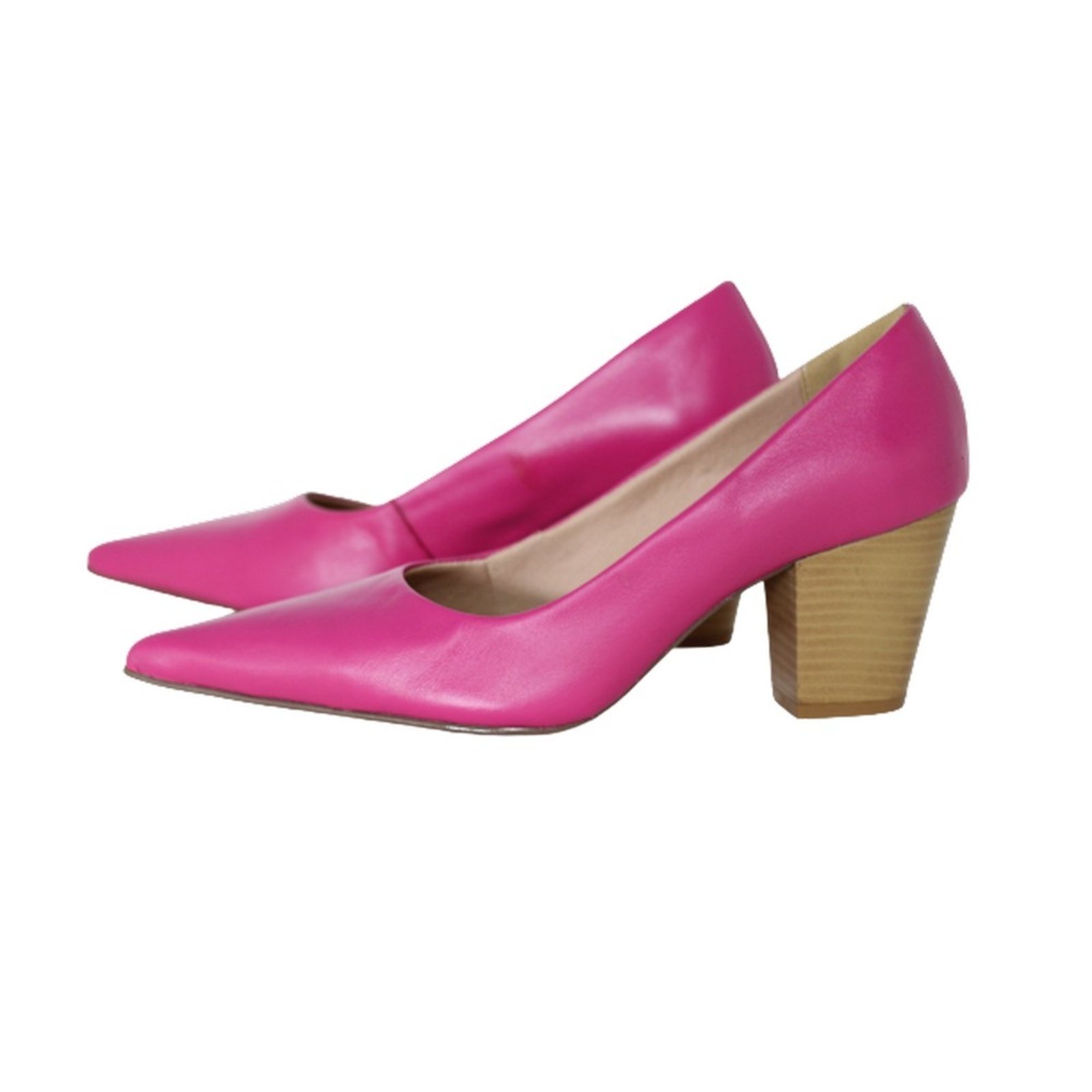Vista 3 Scarpin Bico Fino em Couro Salto Grosso 6 cm Pink Spinelli rosa pink Spinelli rosa pink