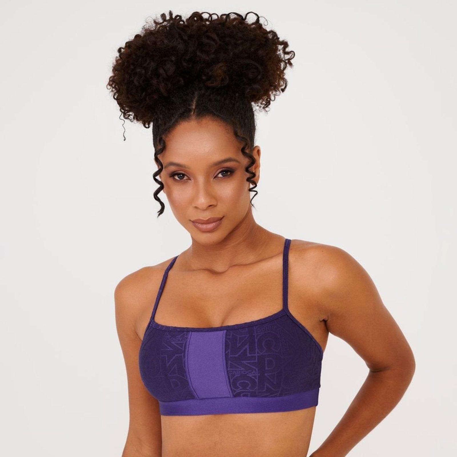 Top j Winner Dnnc Alças Reguláveis Roxo Dubai Texturizado Com Bojo Donna Carioca