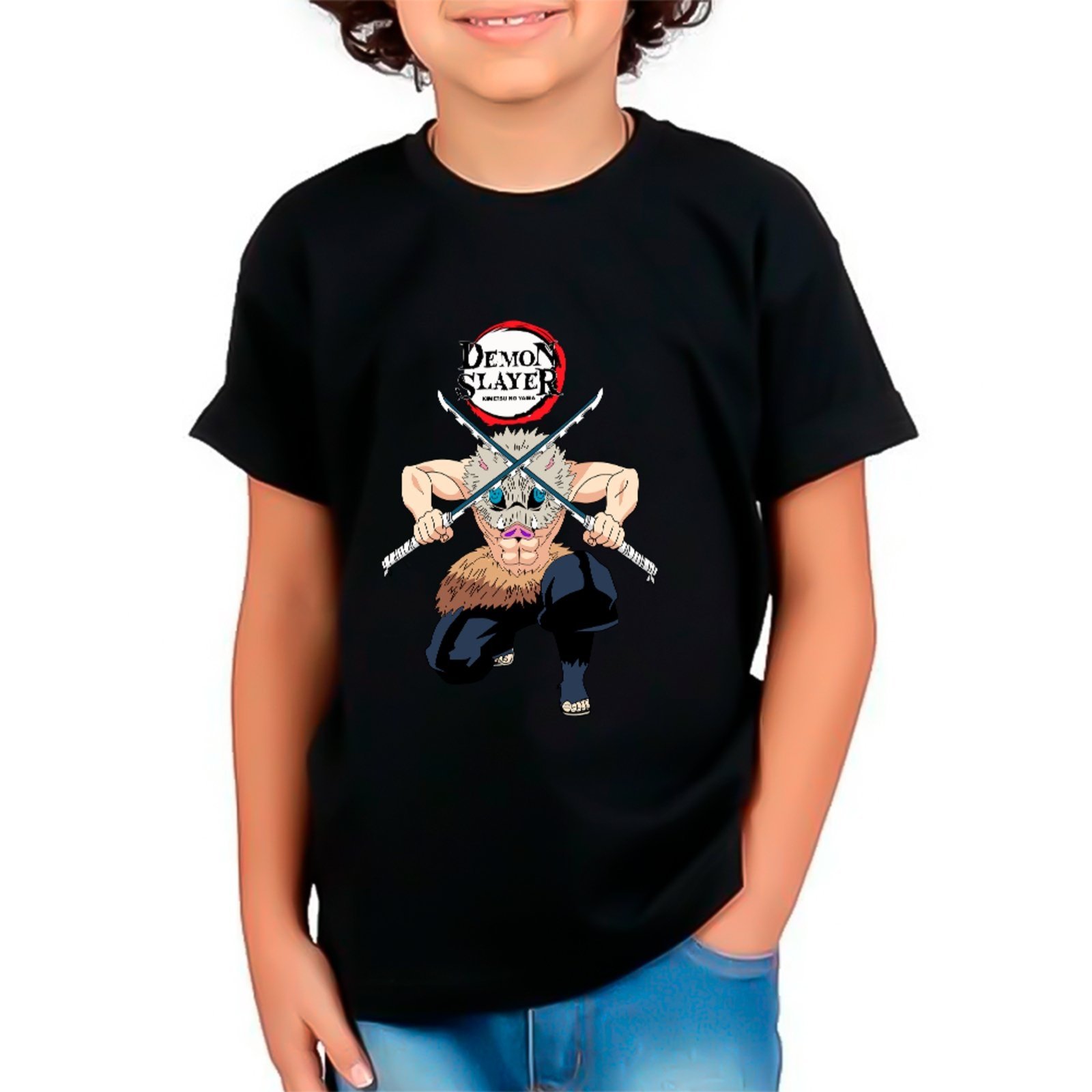Infantil - Camiseta Unissex Coleção Anime Demon Slayer Inosuke Preto