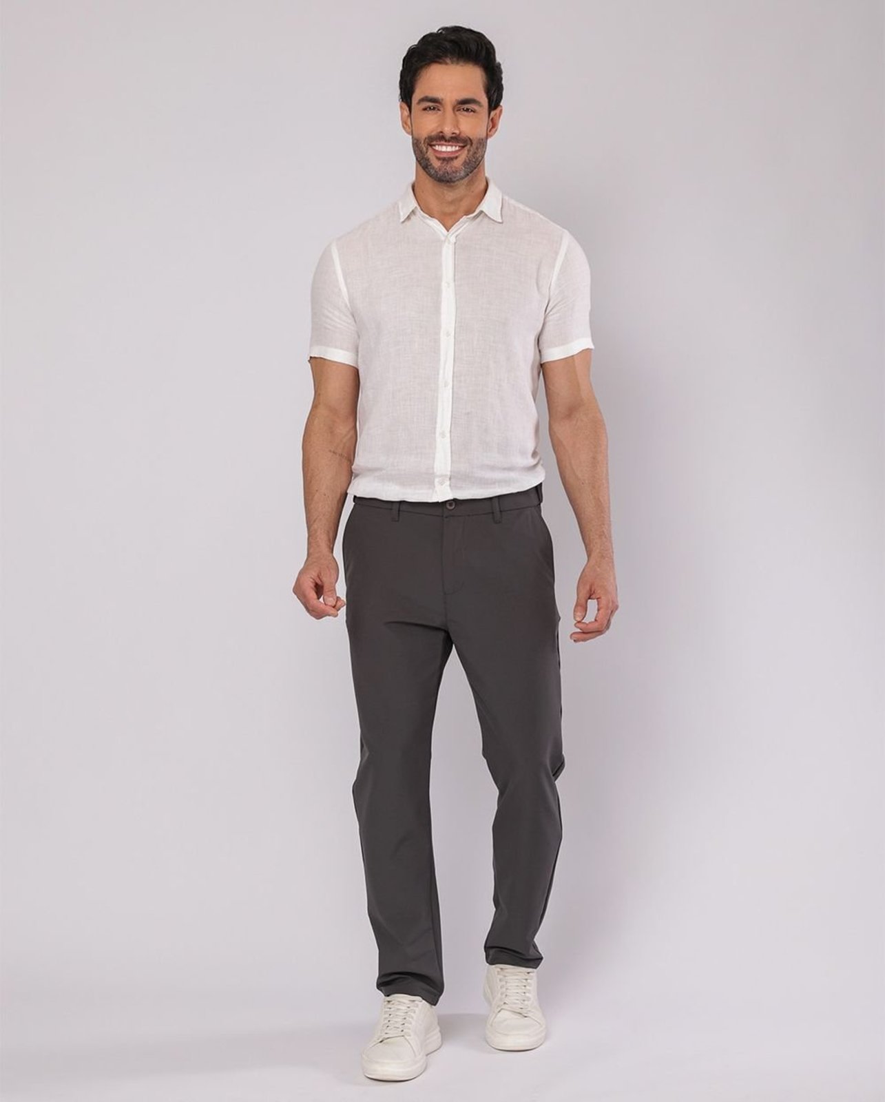 Calça Alfaiataria Masculina Microfibra 11030 Cinza Chumbo Consciência