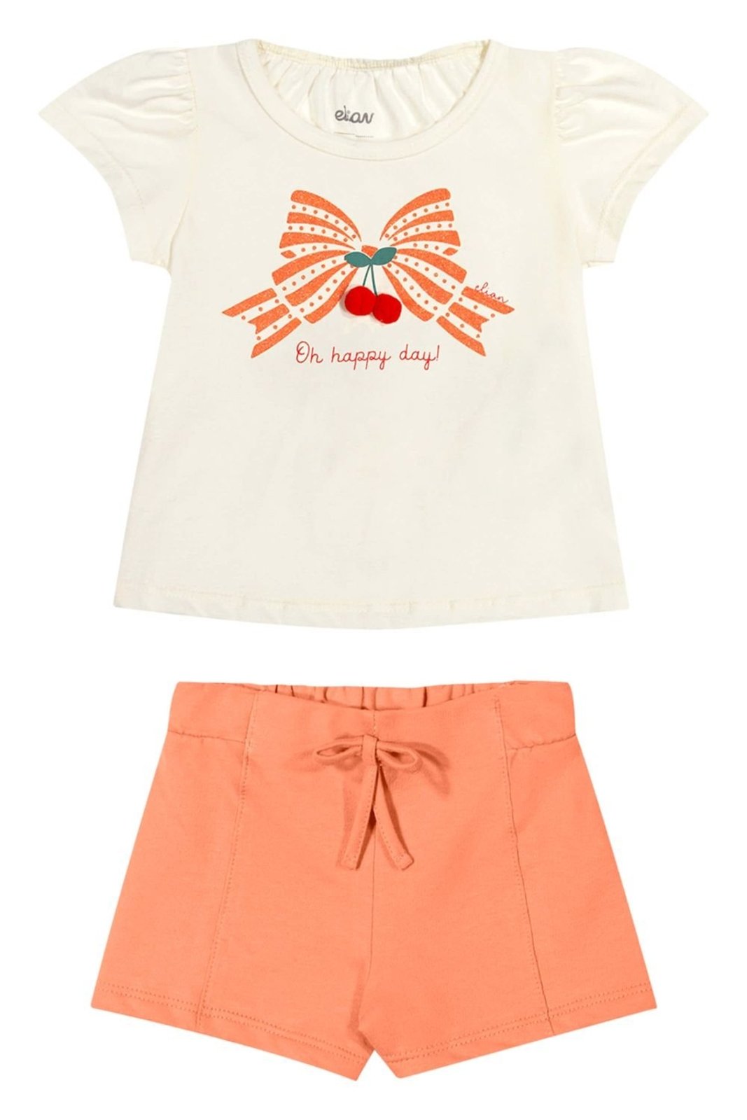 Infantil - Conjunto Menina Laço Aplique Pompom Elian Bege