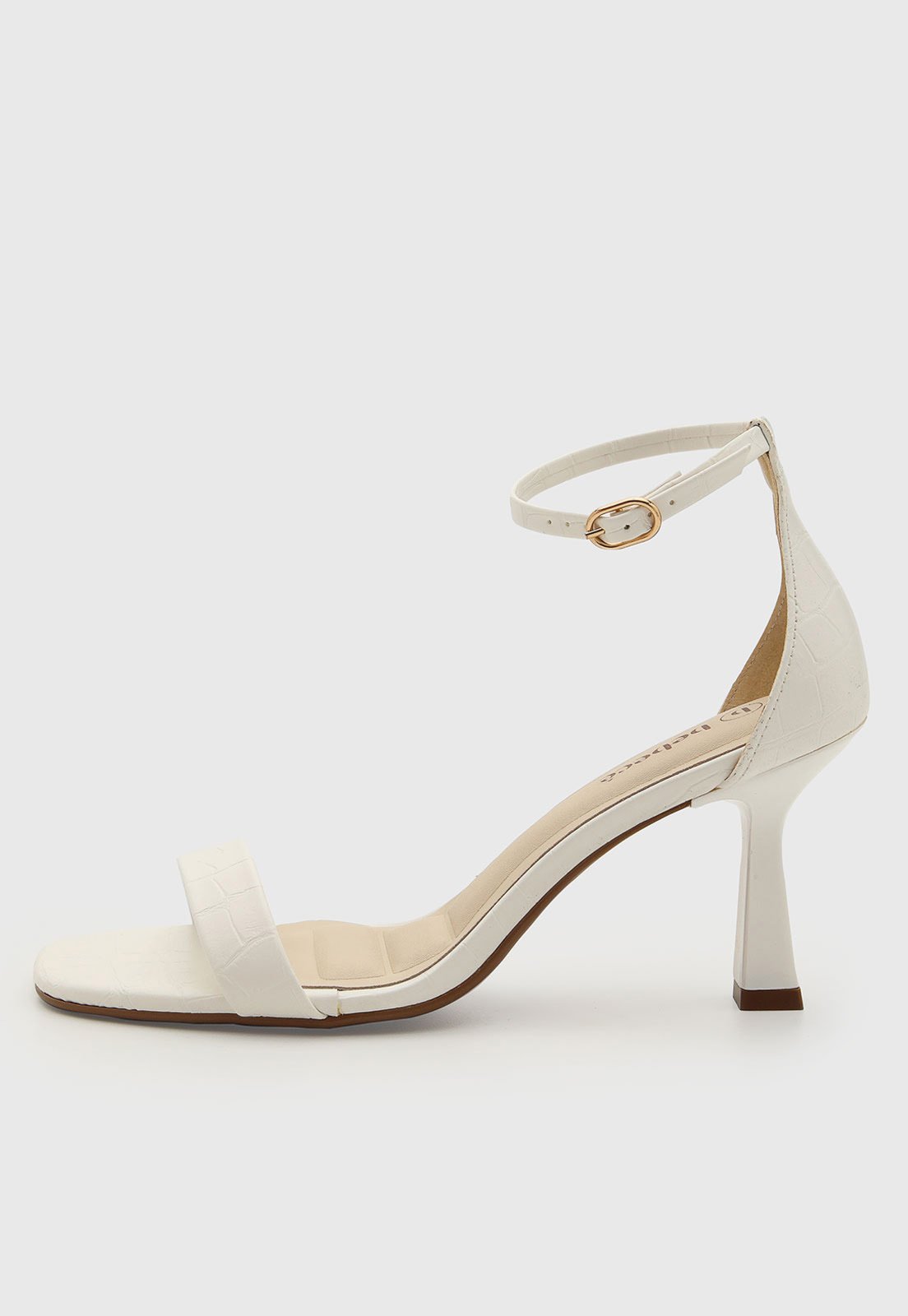 Sandália Feminina cê Salto Fino Croco Branco
