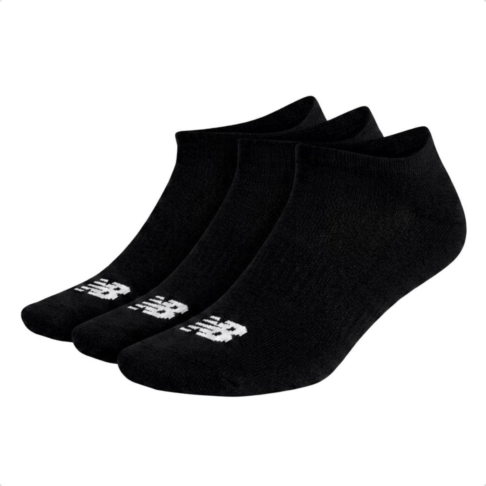 Kit 3 Pares De Meias New Balance Unissex Algodão Cano Invisível Preto