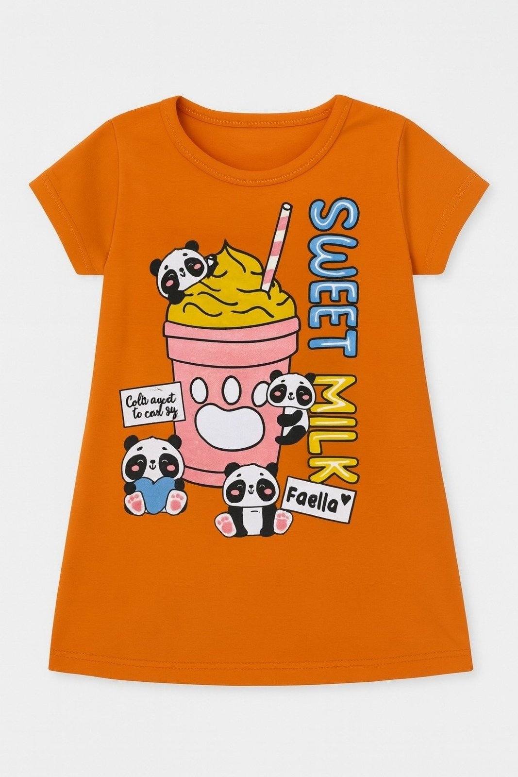 Infantil – Vestido Verão Feminino Milkshake Mega – Laranja