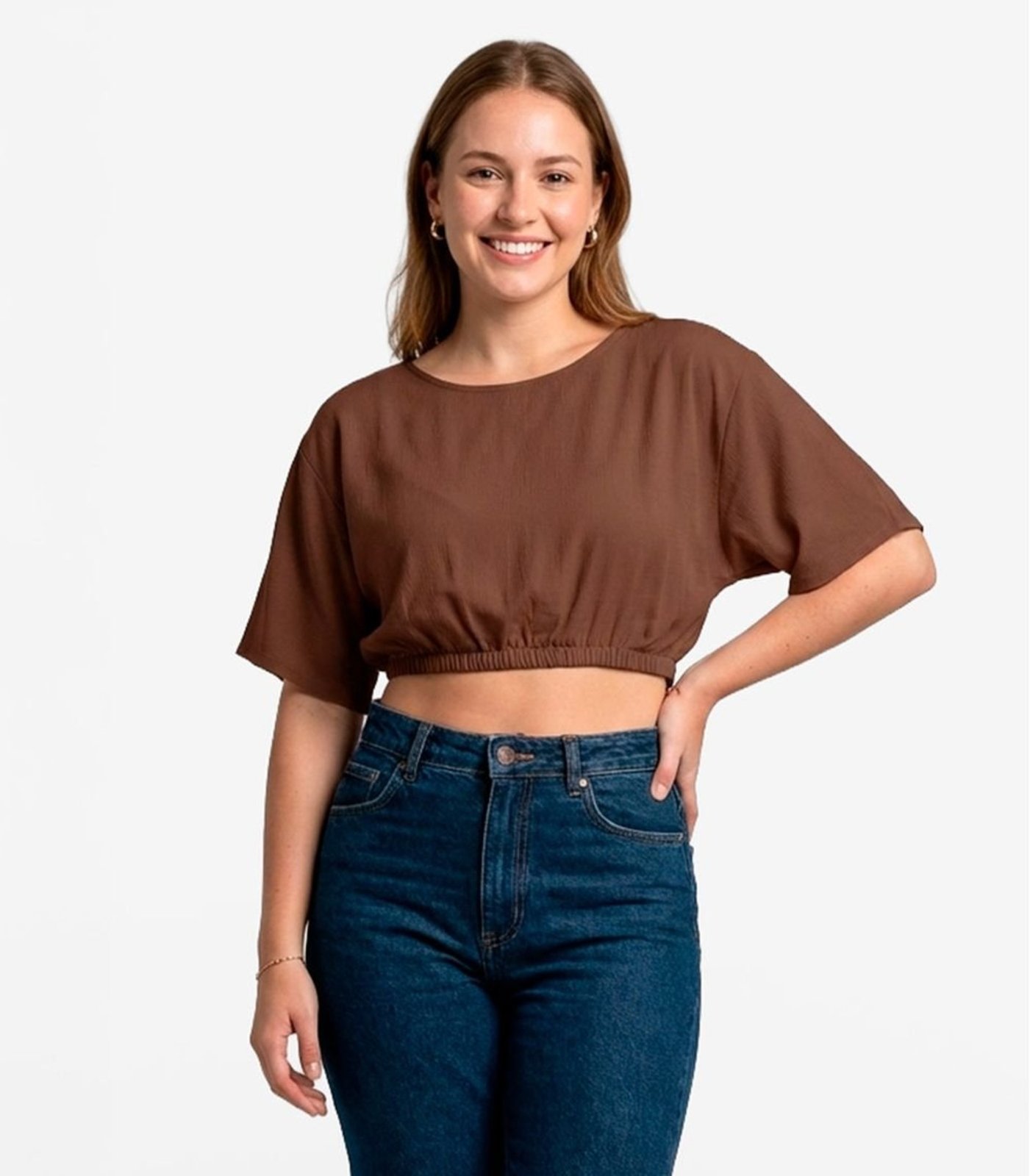 Vista 2 Blusa Feminina Em Viscose Infinita Cor marrom INFINITA COR marrom