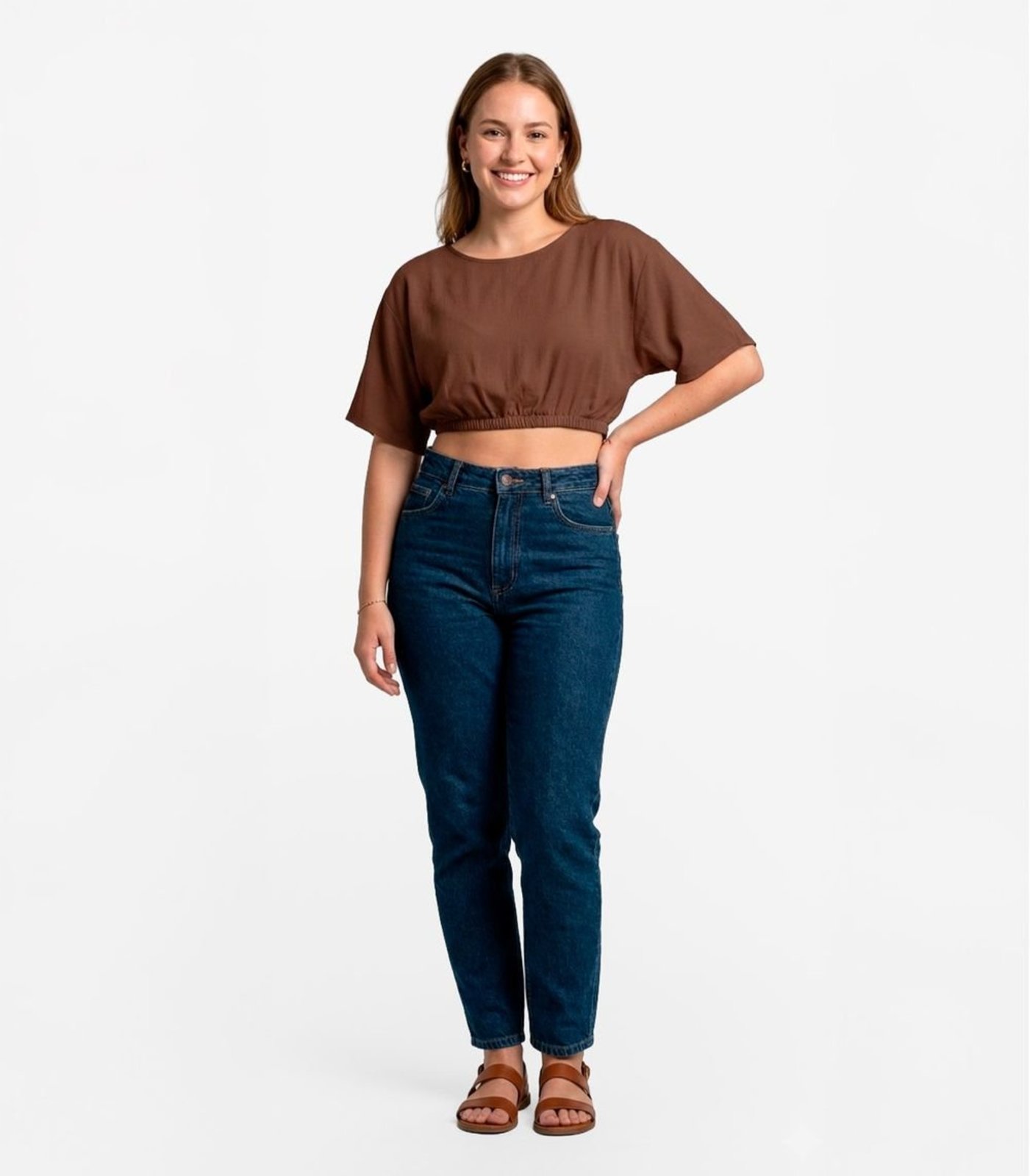 Vista 3 Blusa Feminina Em Viscose Infinita Cor marrom INFINITA COR marrom