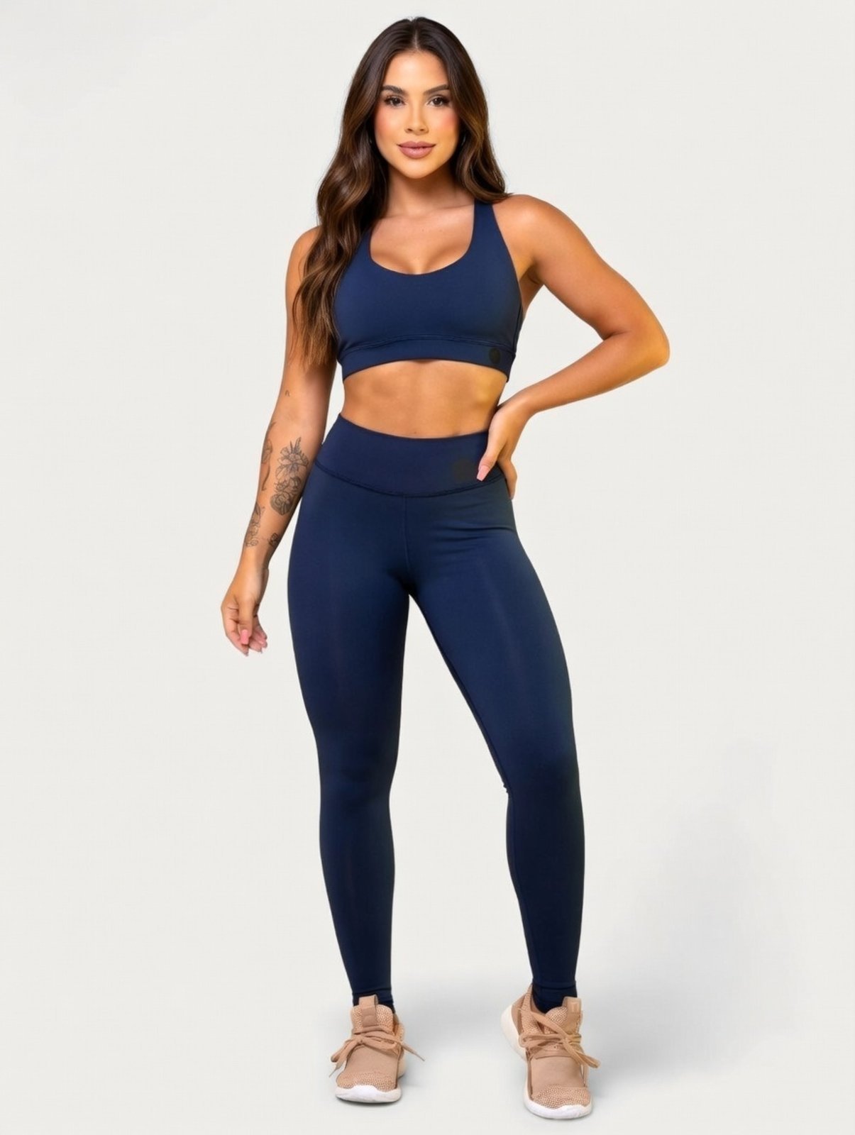 Vista 3 Calça Leggings Academia D Bell Cós Alto azul azul