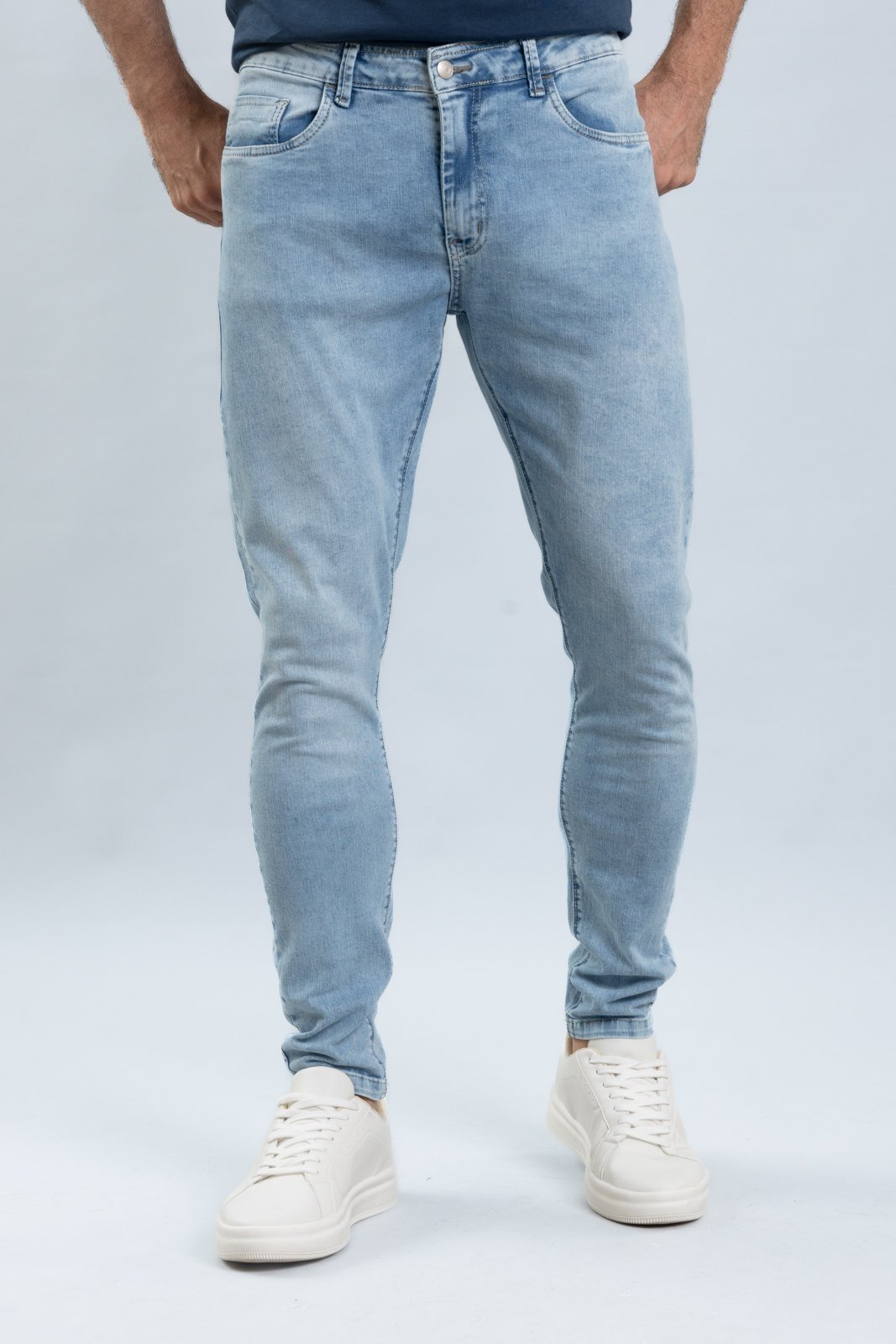 Calça Jeans Clara Masculina Marmorizada Skinny Confort Azul