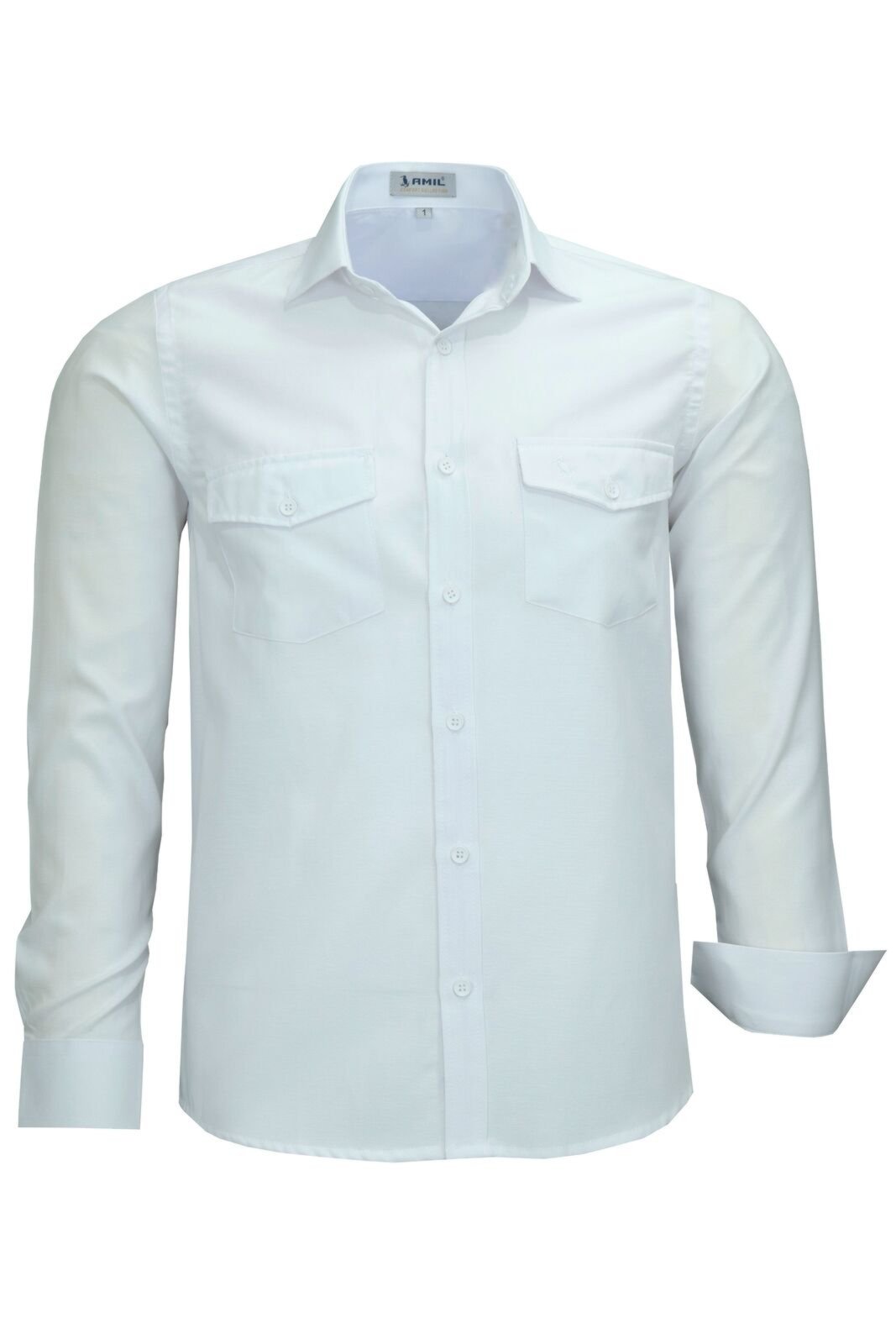 Camisa Social Amil Masculina 2 Bolsos Fácil De Passar 1852