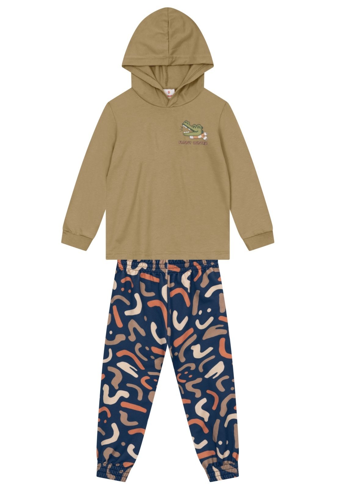 Infantil - Conjunto menino com bordado de jacaré Brandili