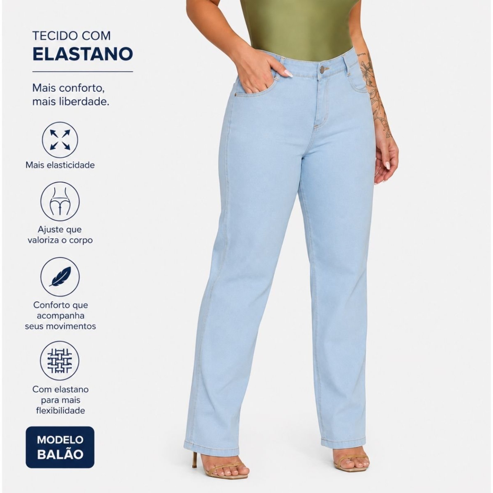 Calça Balão Clara Feminina Alleppo Jeans