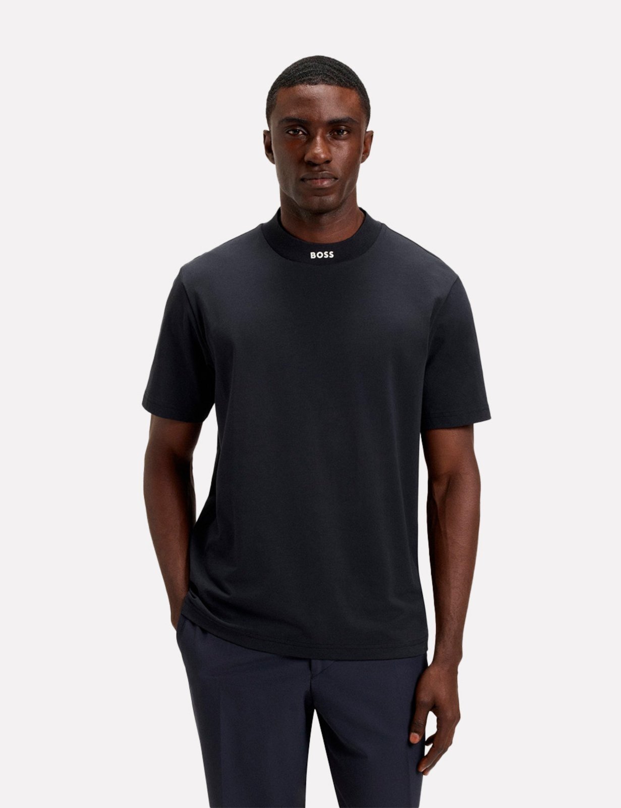Camiseta Hugo Boss Masculina Relaxed Fit Collar Zone Azul Marinho