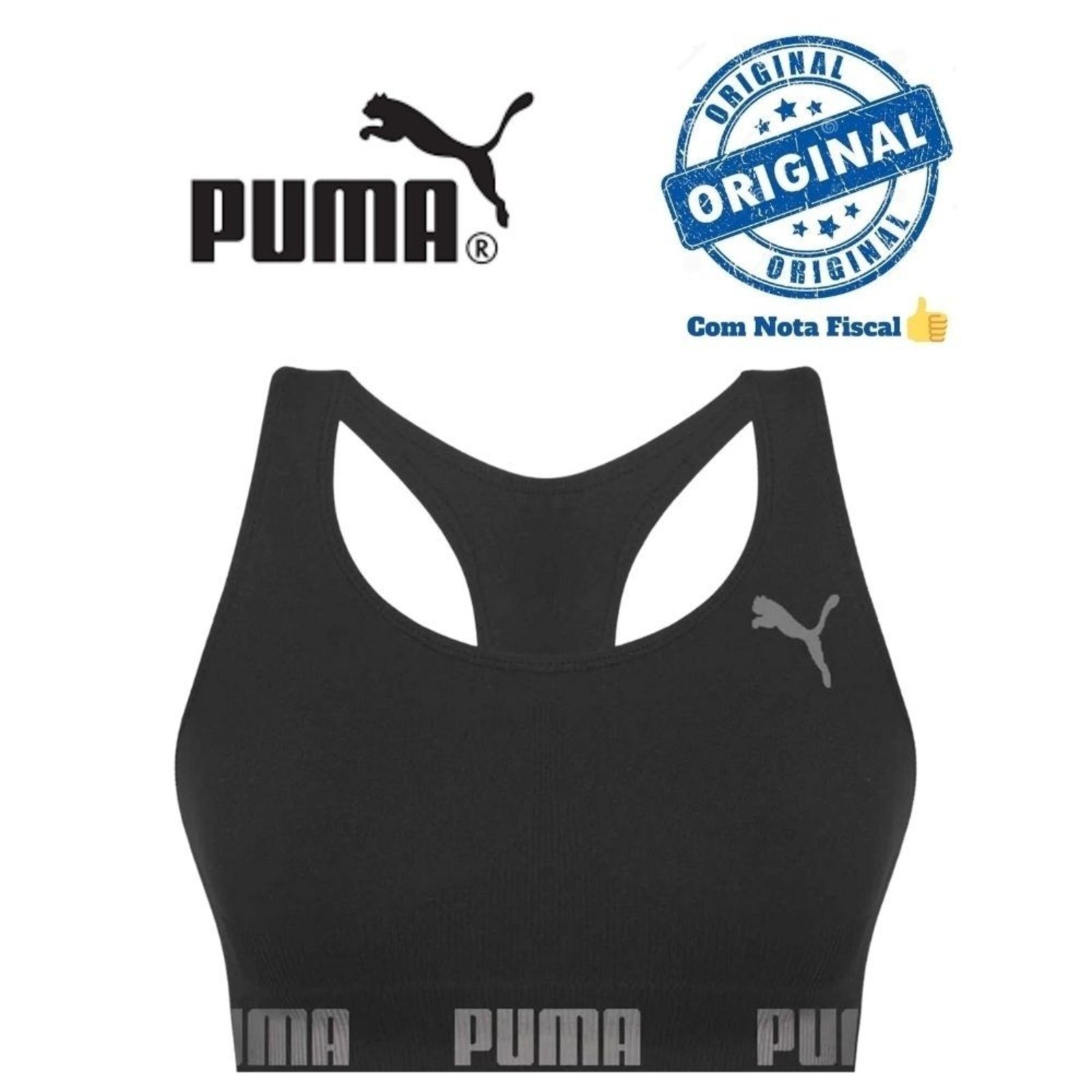 Top Puma Sem Costura e Bojo Costas Nadador Fitness Original