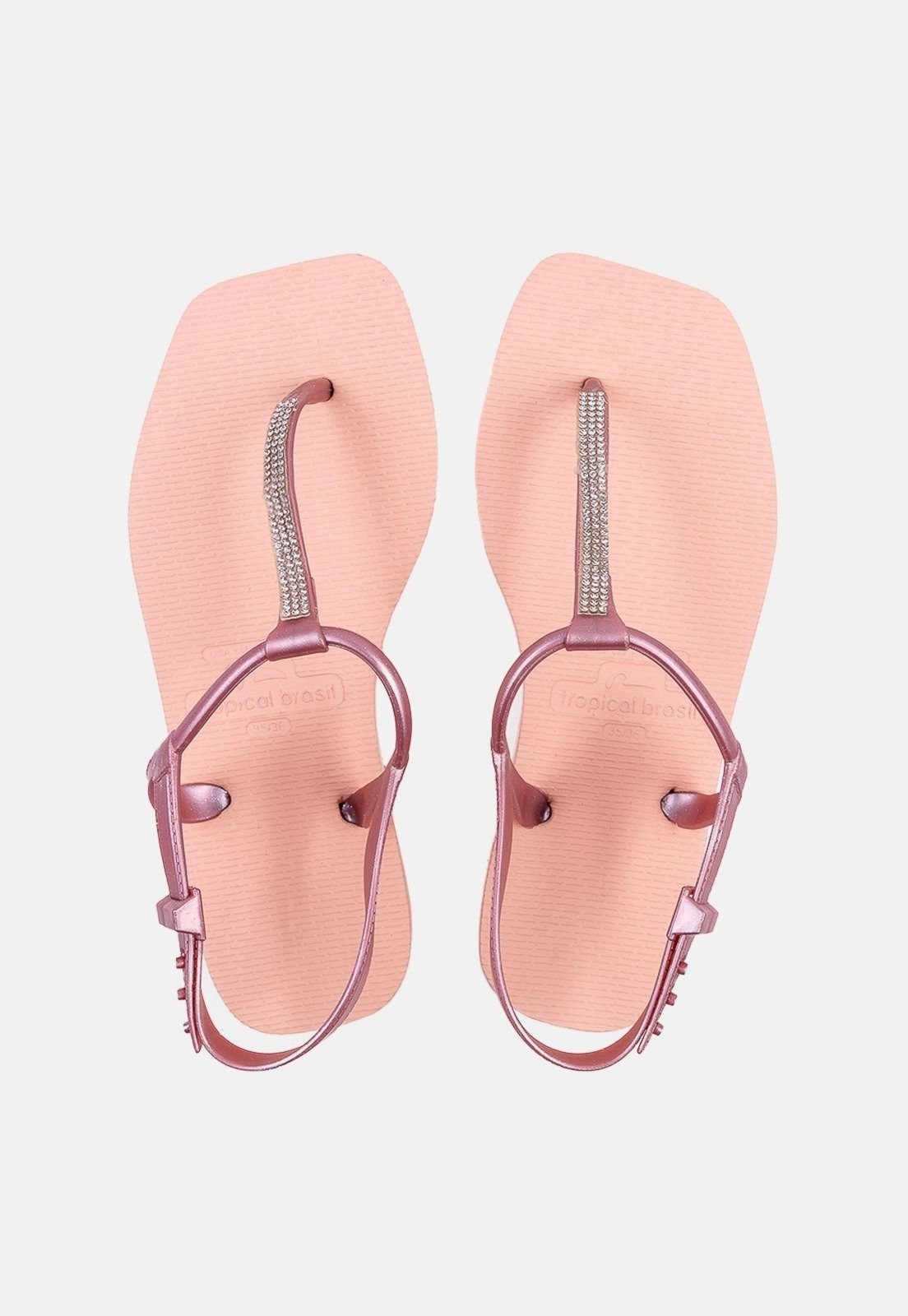 Chinelo Tropical Brasil Feminino Perolado Rosê com Glitter