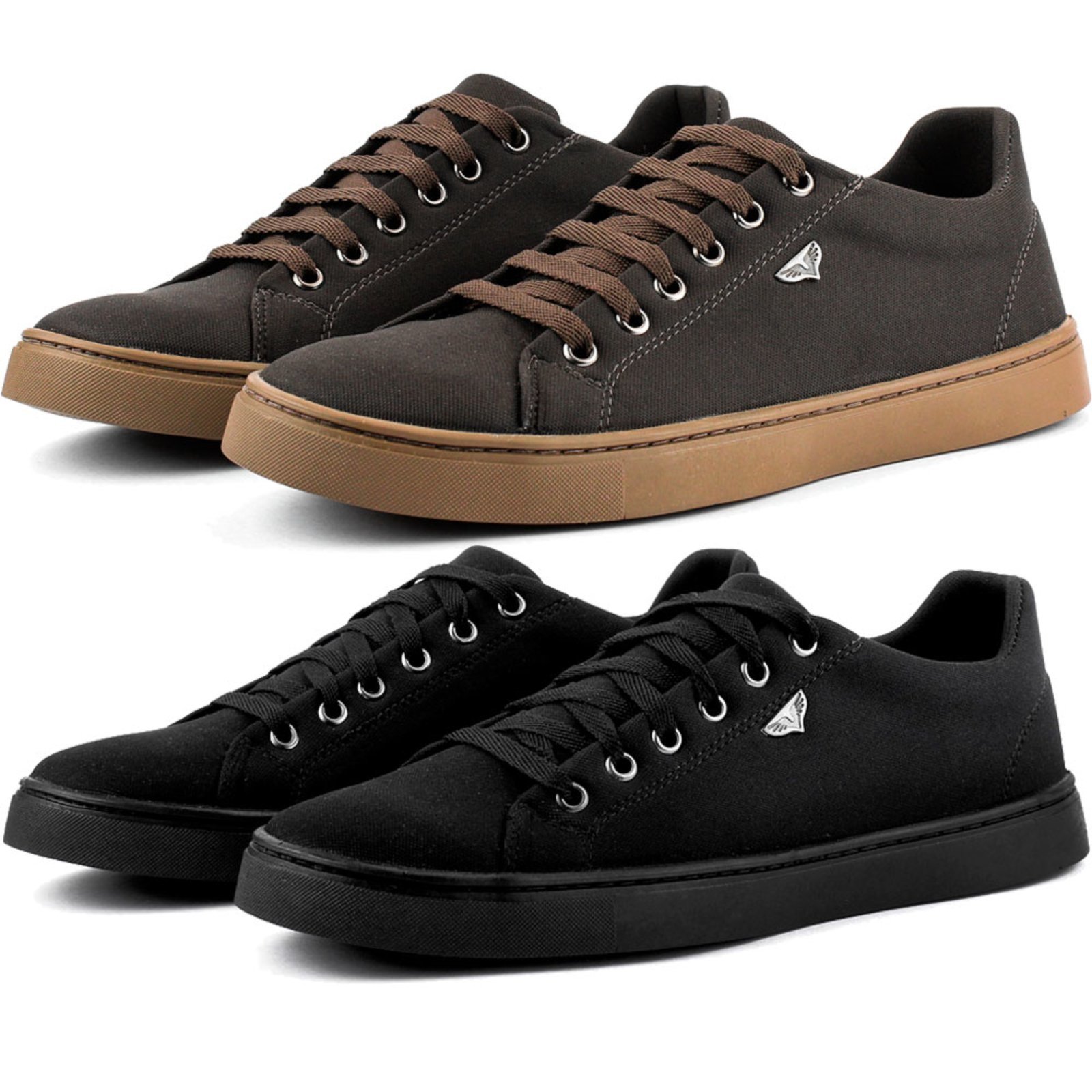 Kit Calçados 2 Pares de Tênis Masculino Casual Wear Moderno Sapatênis Confortável Marrom e Preto